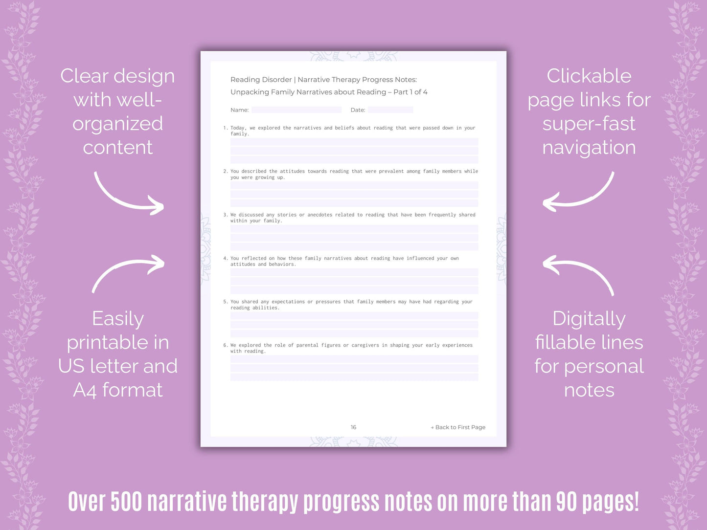 Reading Disorder Narrative Therapy Counseling Templates