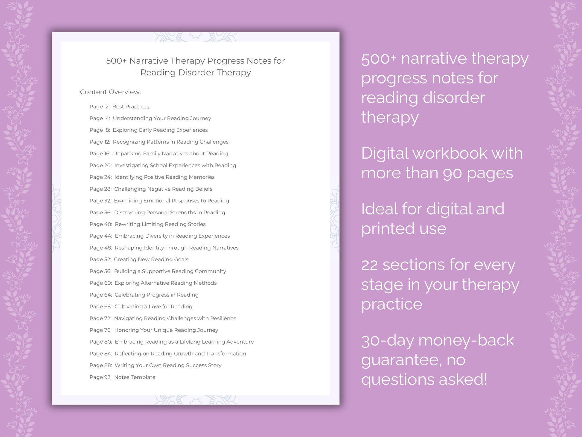 Reading Disorder Narrative Therapy Therapist Worksheets