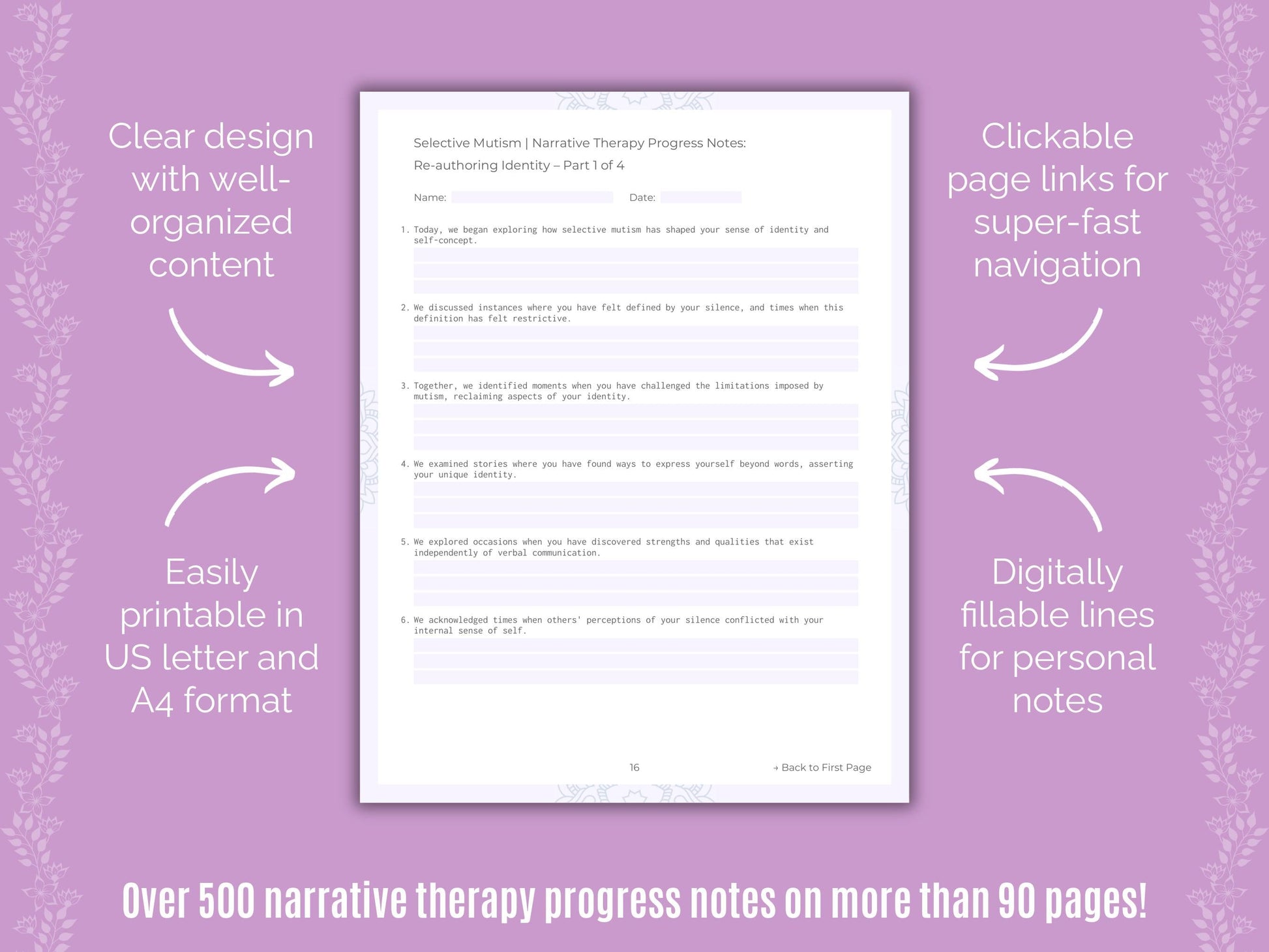 Selective Mutism Narrative Therapy Counseling Templates