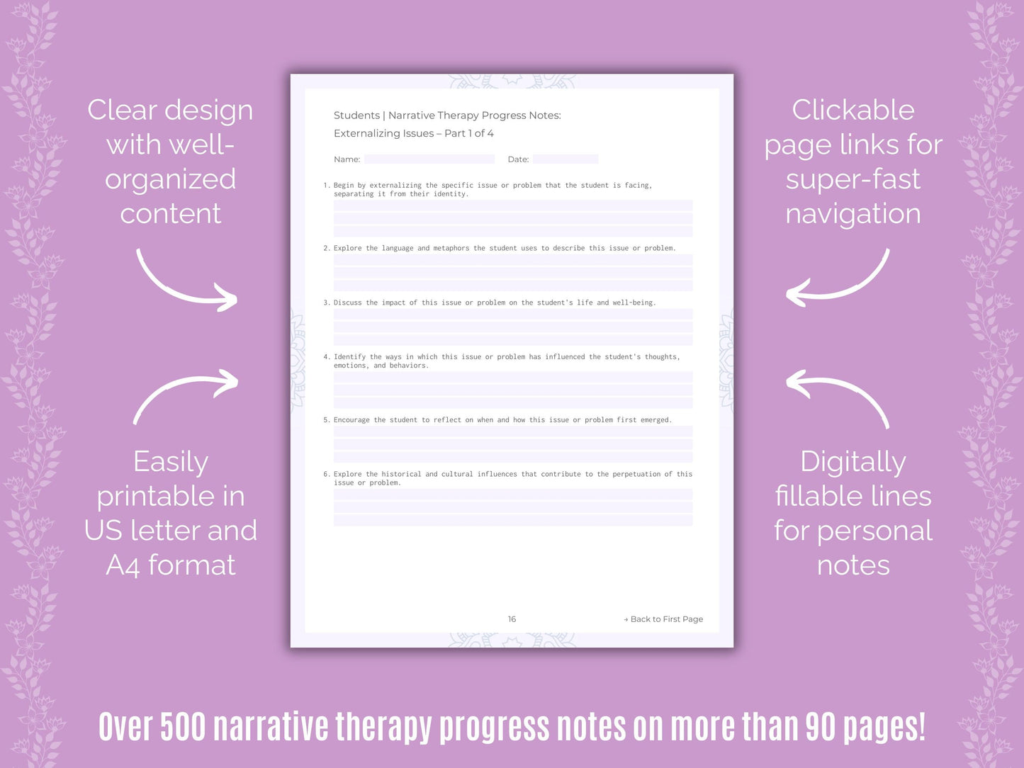 Students Narrative Therapy Counseling Templates