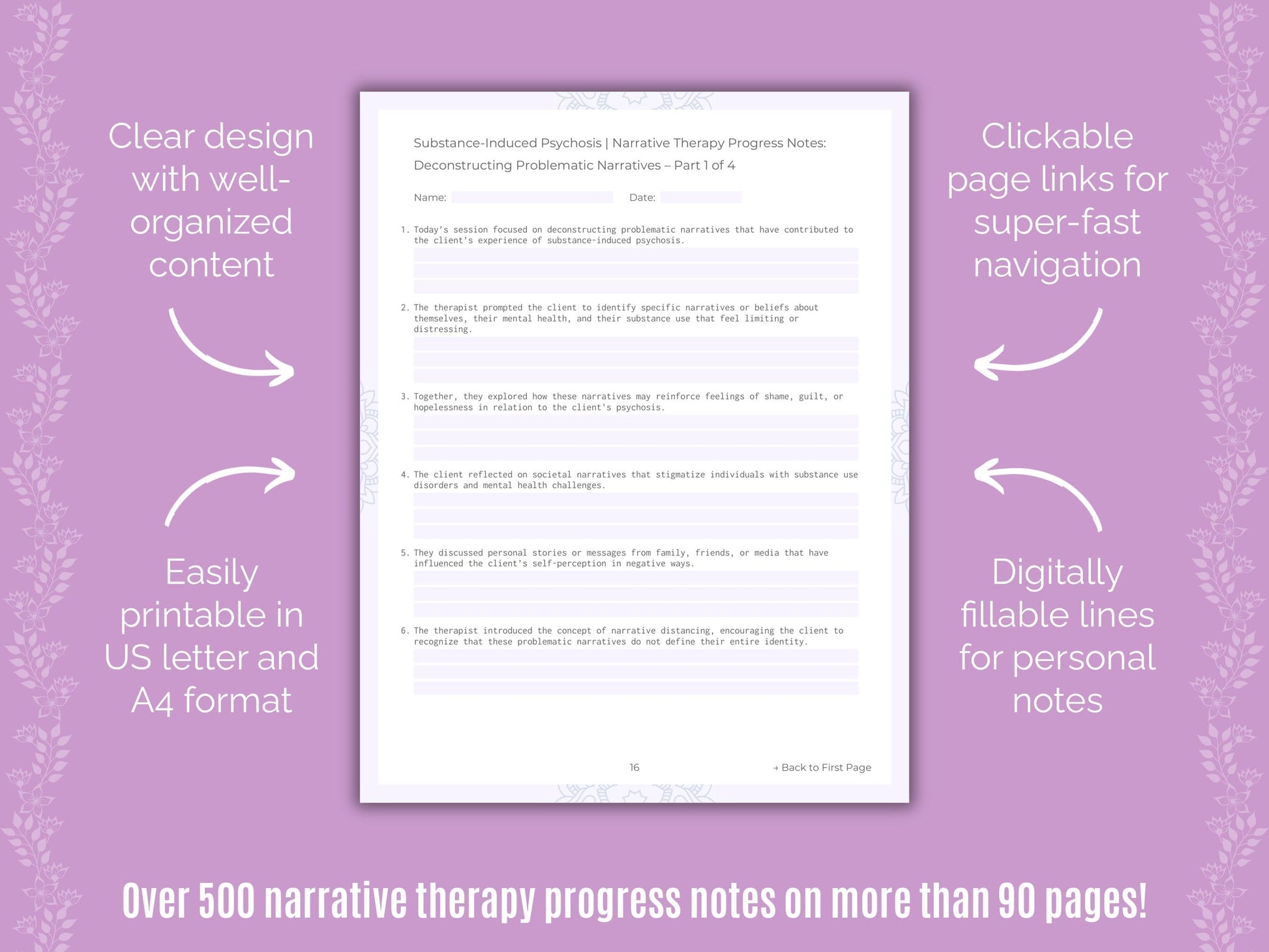 Substance-Induced Psychosis Narrative Therapy Counseling Templates
