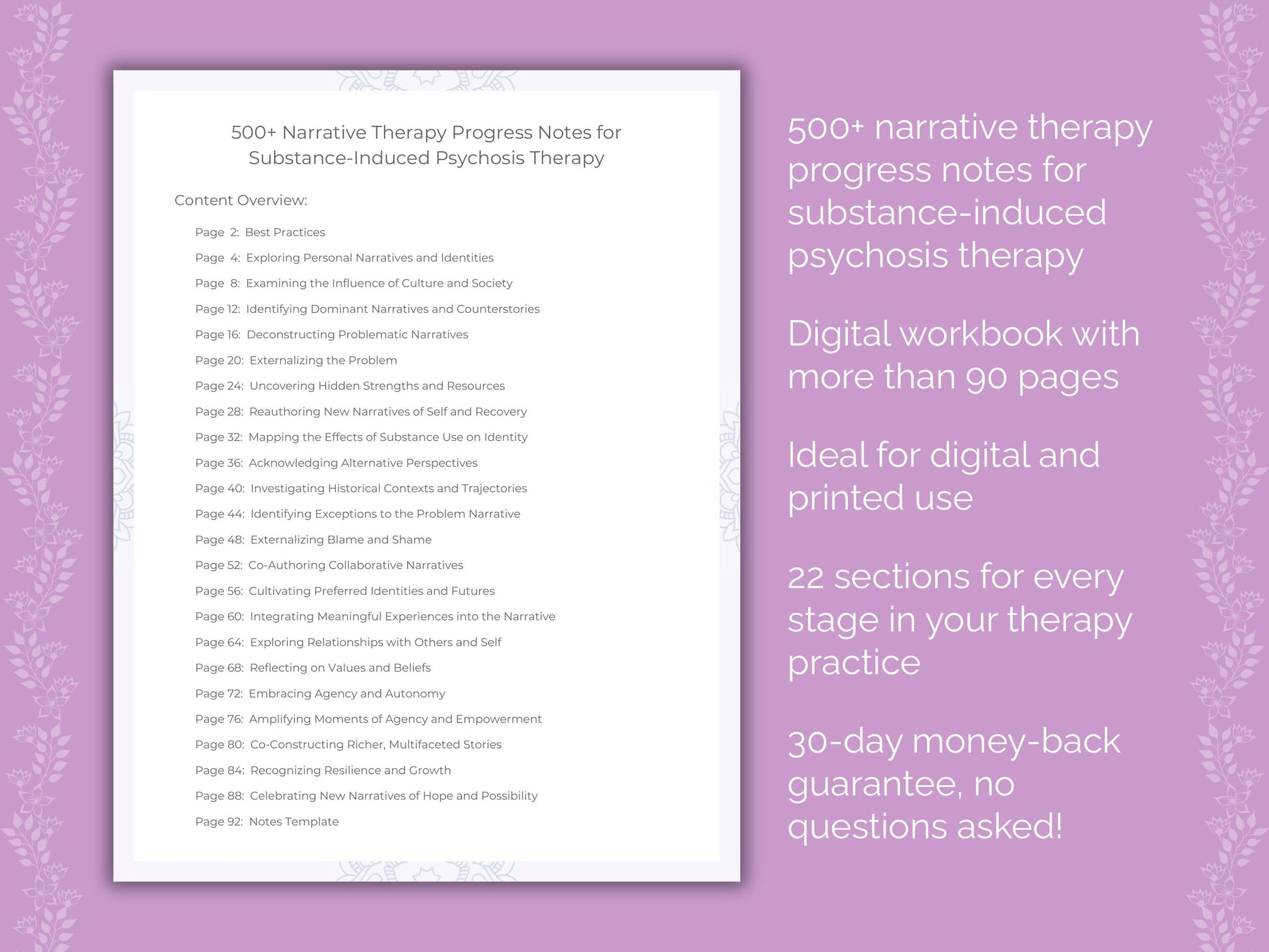 Substance-Induced Psychosis Narrative Therapy Therapist Worksheets