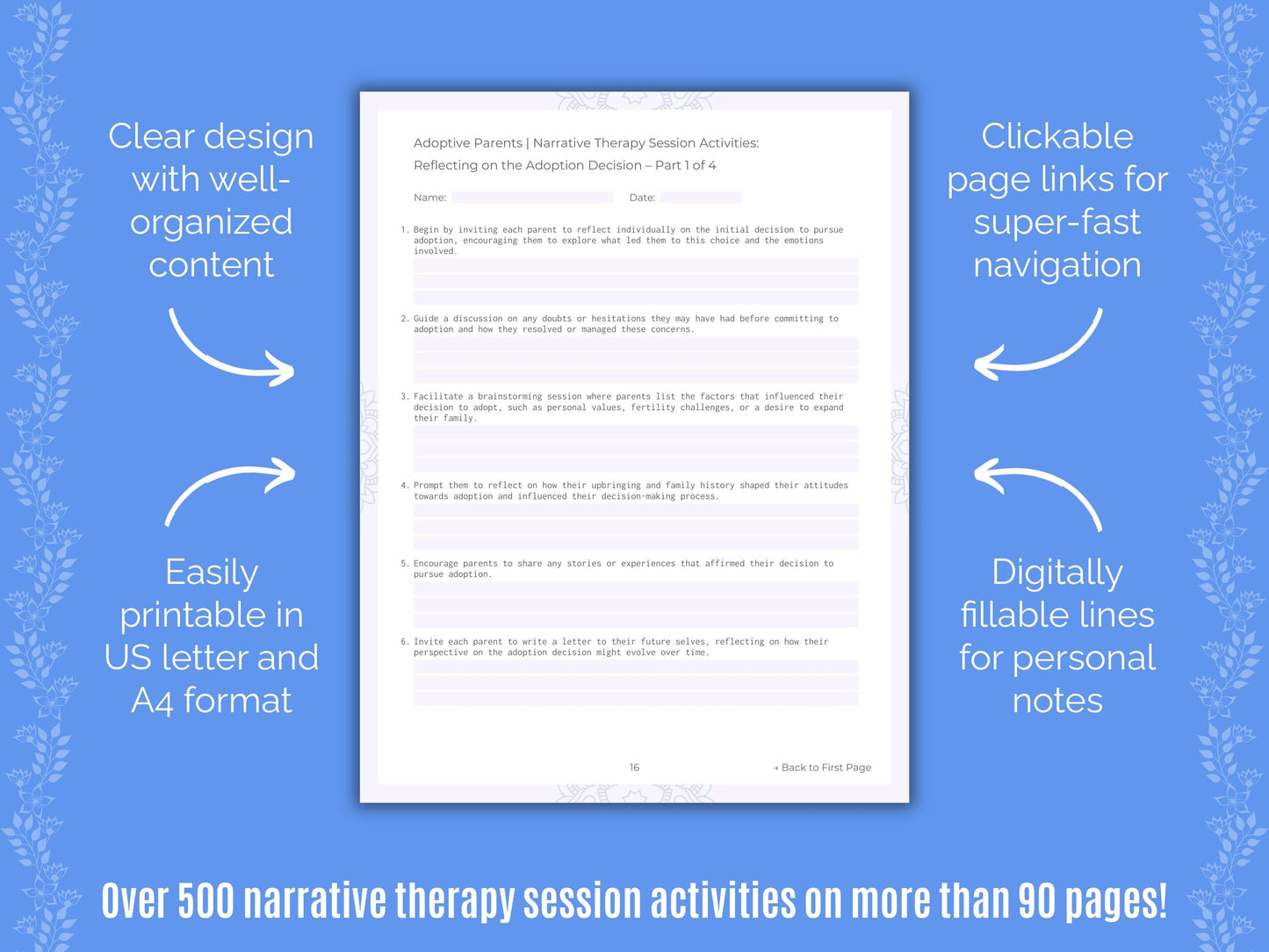 Adoptive Parents Narrative Therapy Counseling Templates