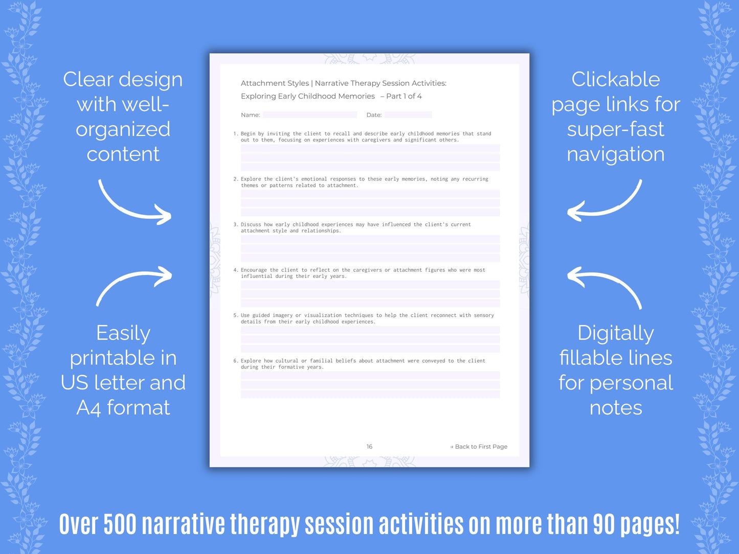 Attachment Styles Narrative Therapy Counseling Templates