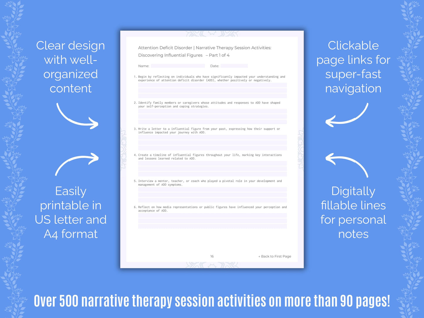 Attention Deficit Disorder (ADD) Narrative Therapy Counseling Templates