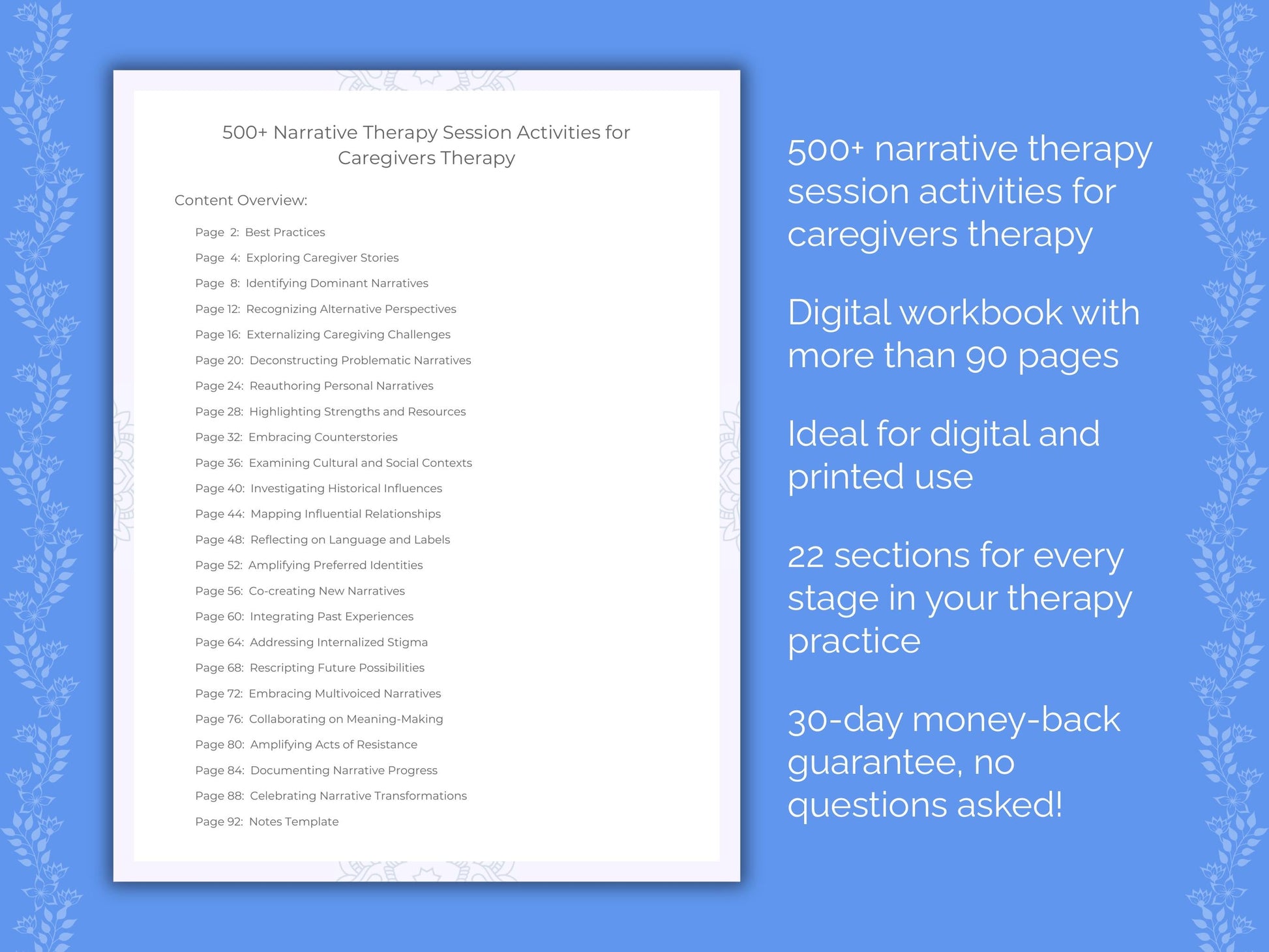 Caregivers Narrative Therapy Therapist Worksheets