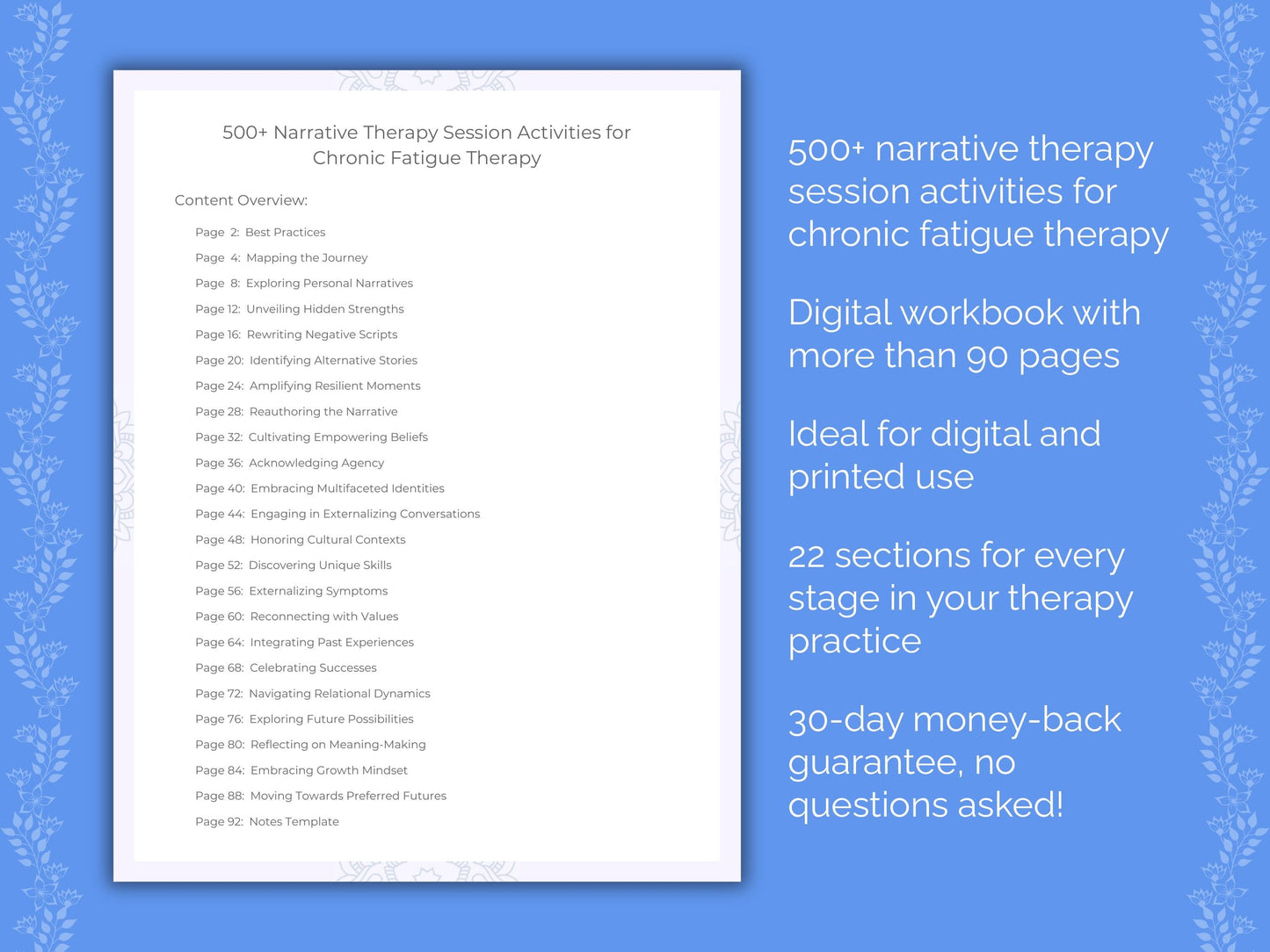 Chronic Fatigue Narrative Therapy Therapist Worksheets