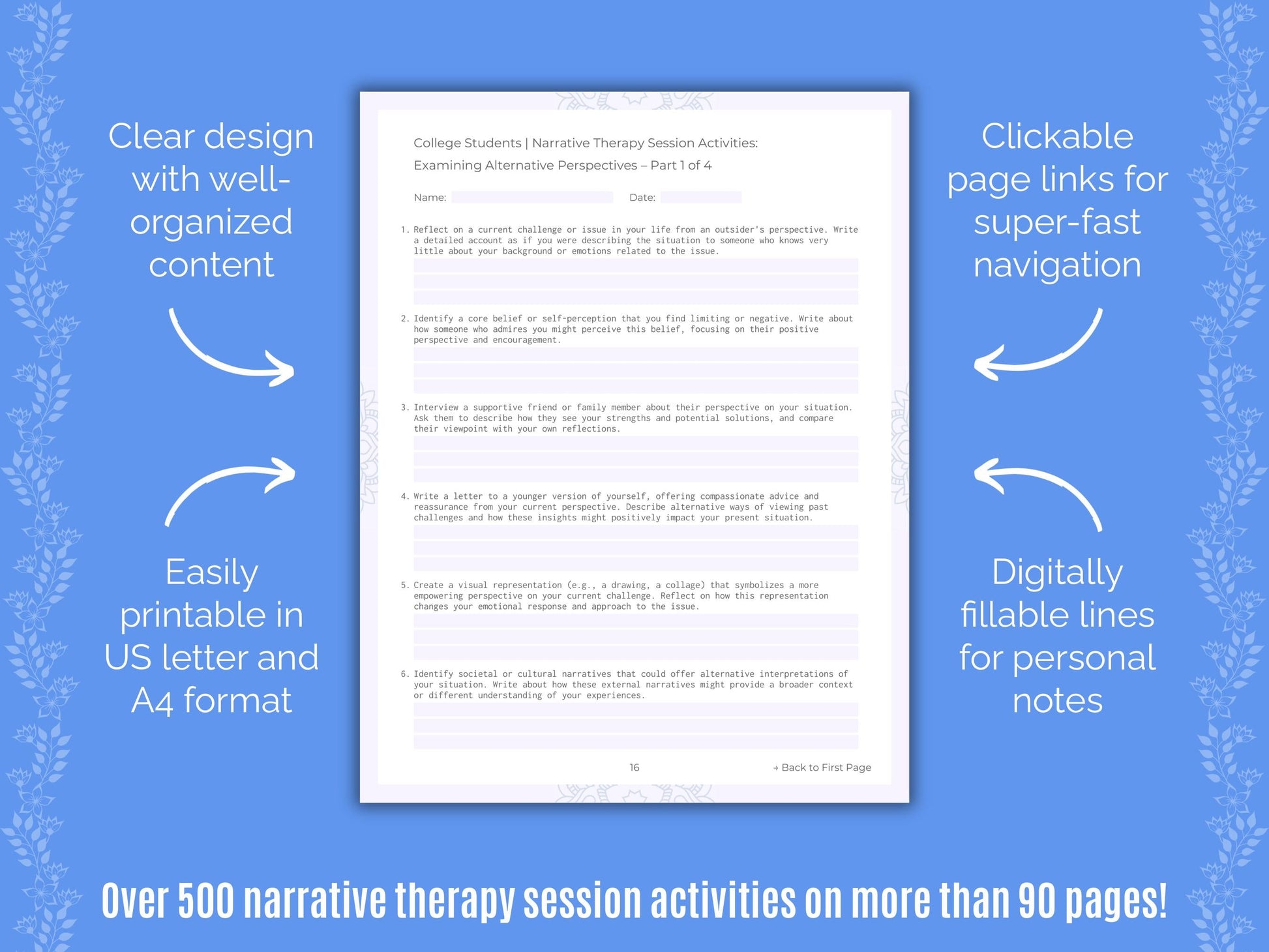 College Students Narrative Therapy Counseling Templates