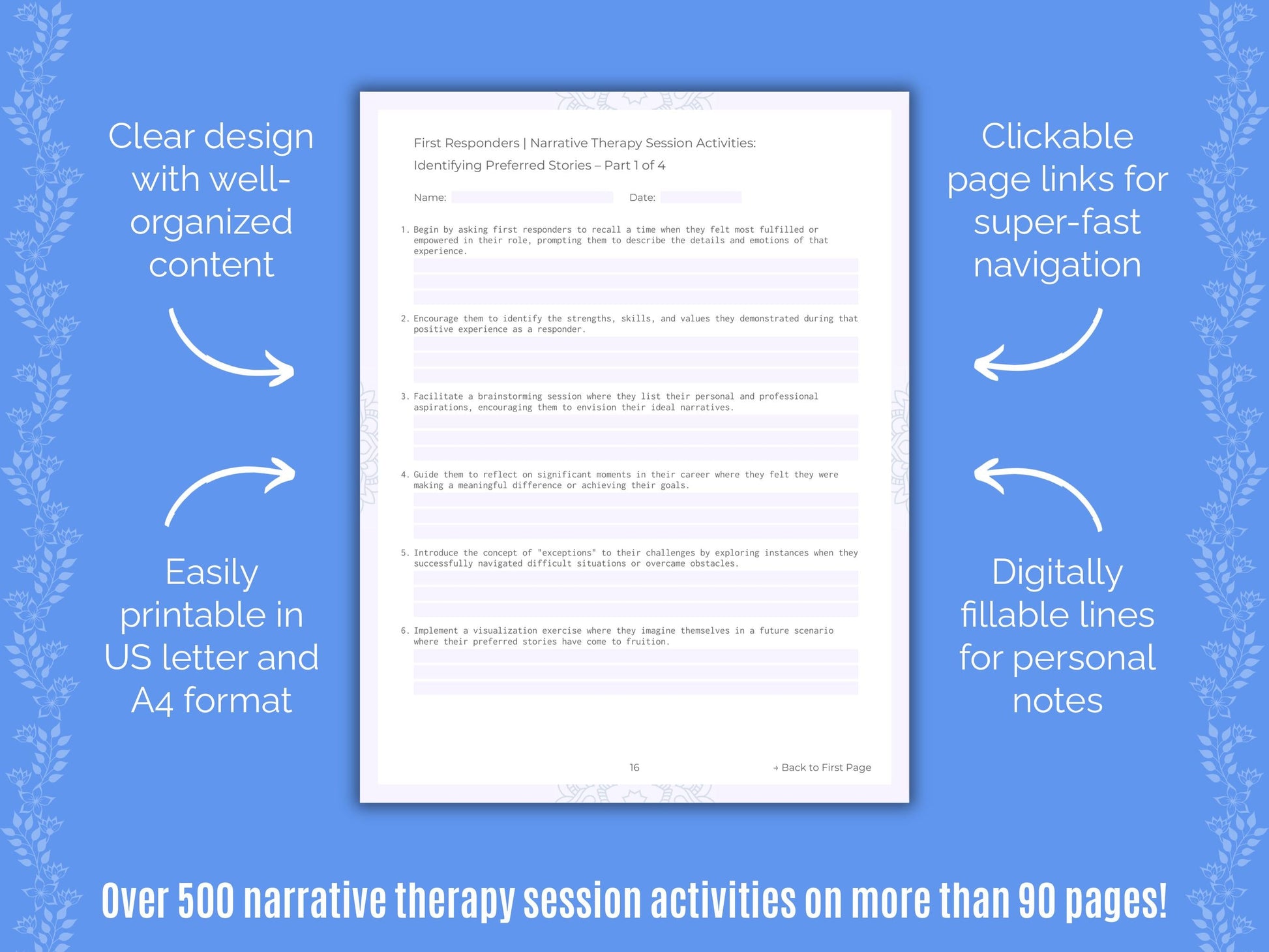 First Responders Narrative Therapy Counseling Templates