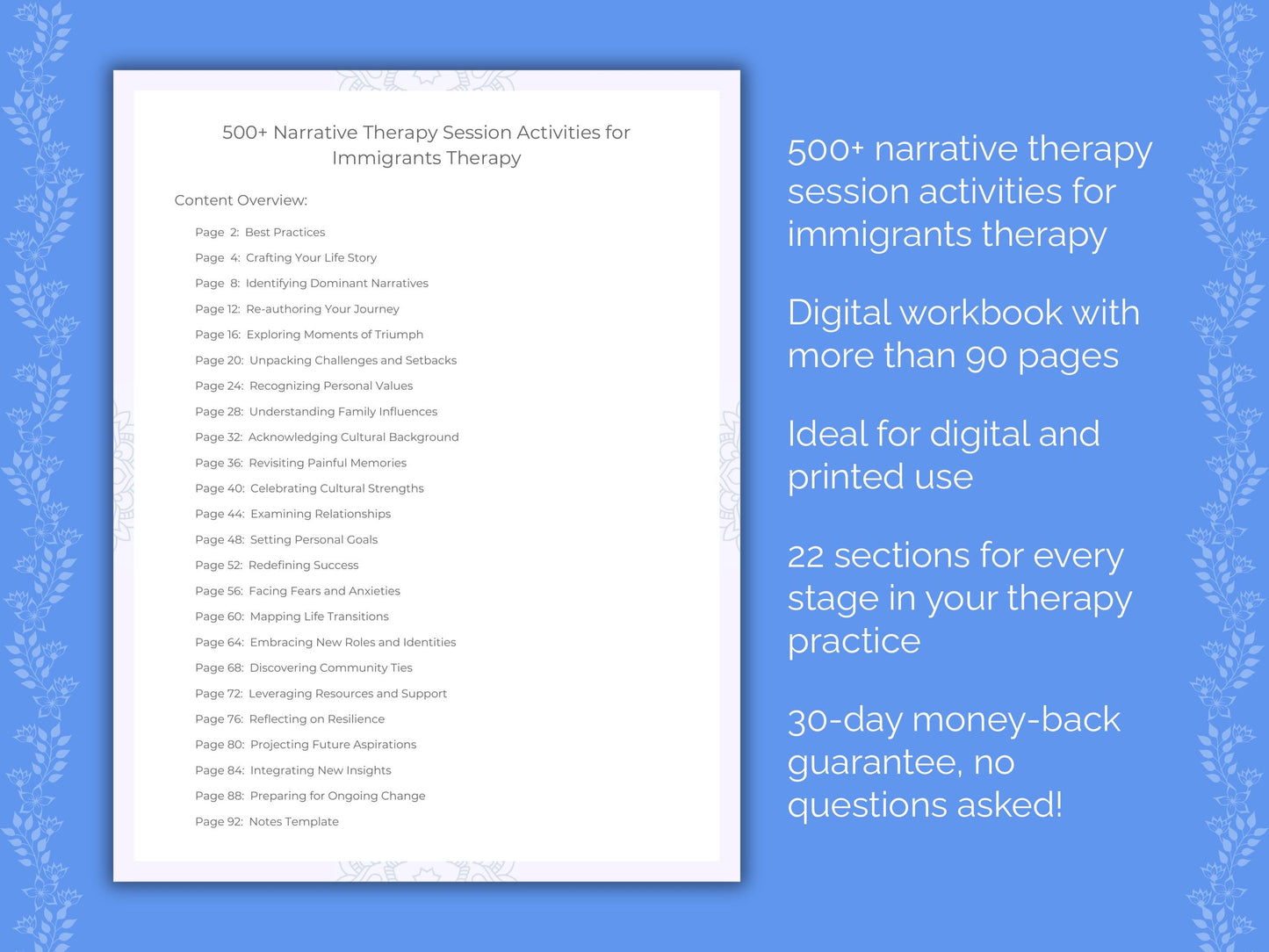 Immigrants Narrative Therapy Therapist Worksheets