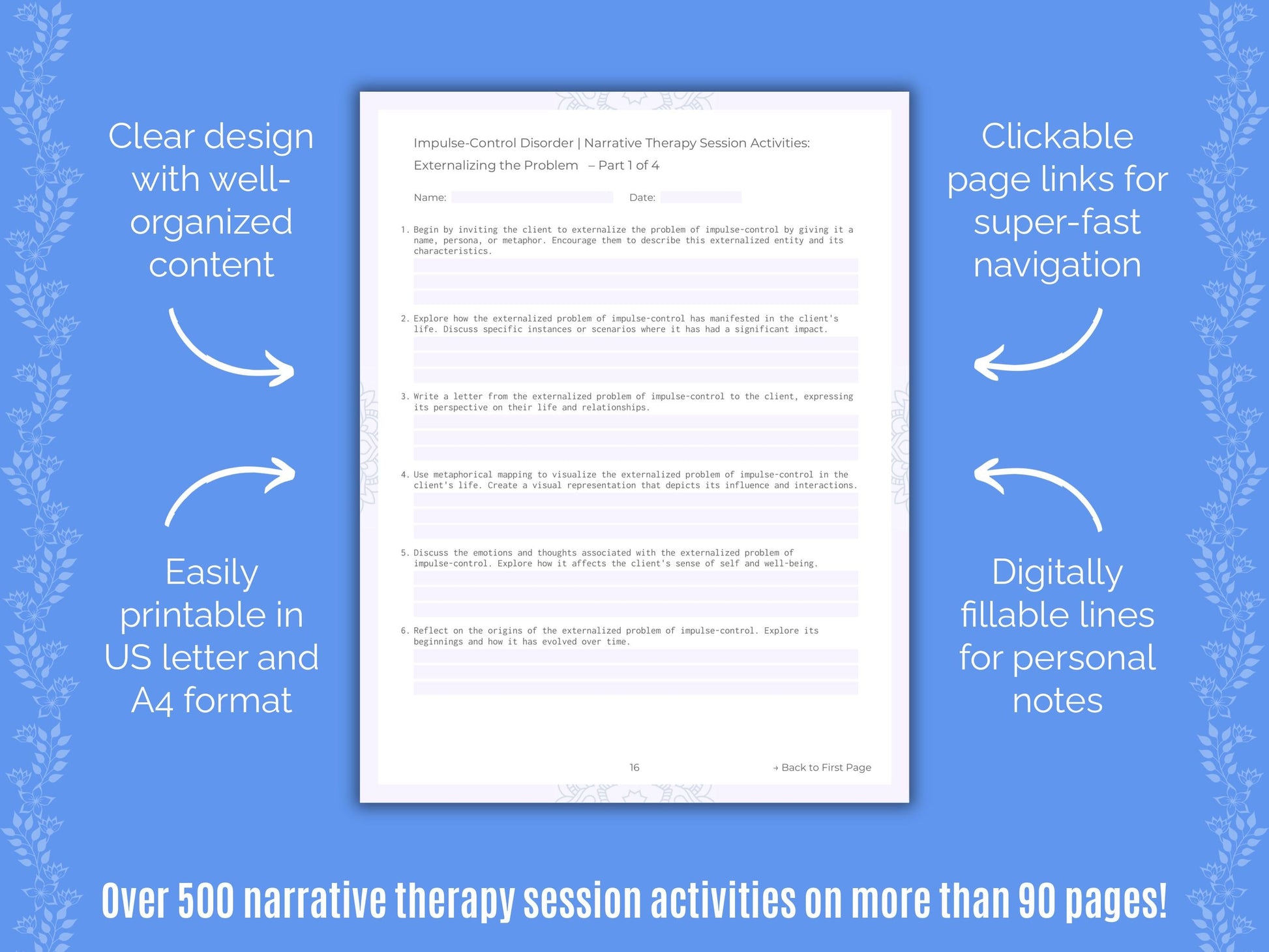 Impulse-Control Disorder (ICD) Narrative Therapy Counseling Templates
