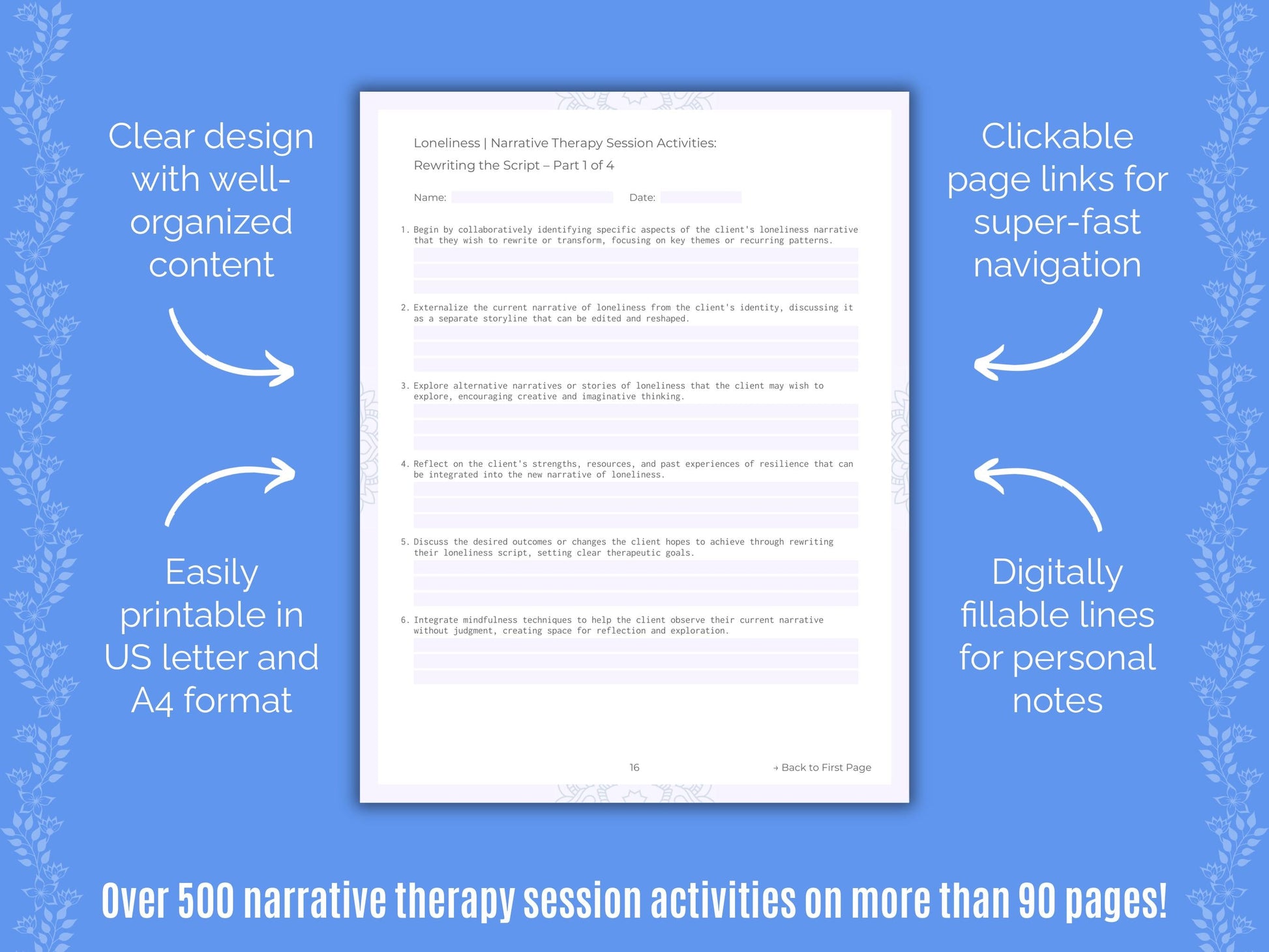 Loneliness Narrative Therapy Counseling Templates