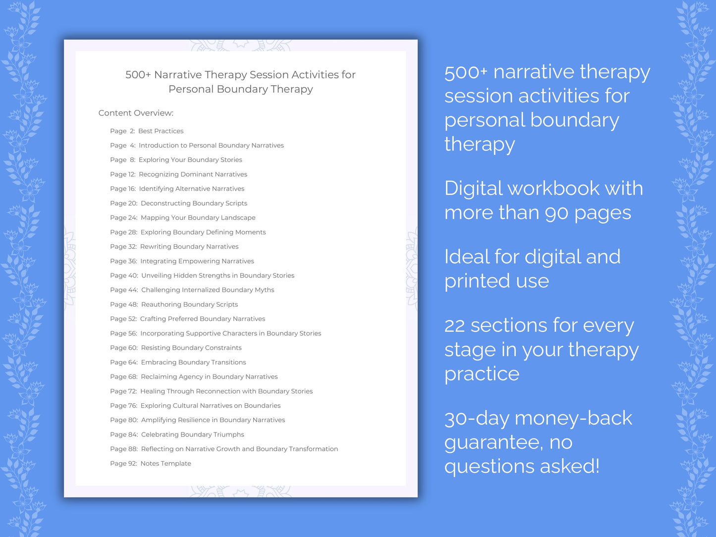 Personal Boundary Narrative Therapy Therapist Worksheets