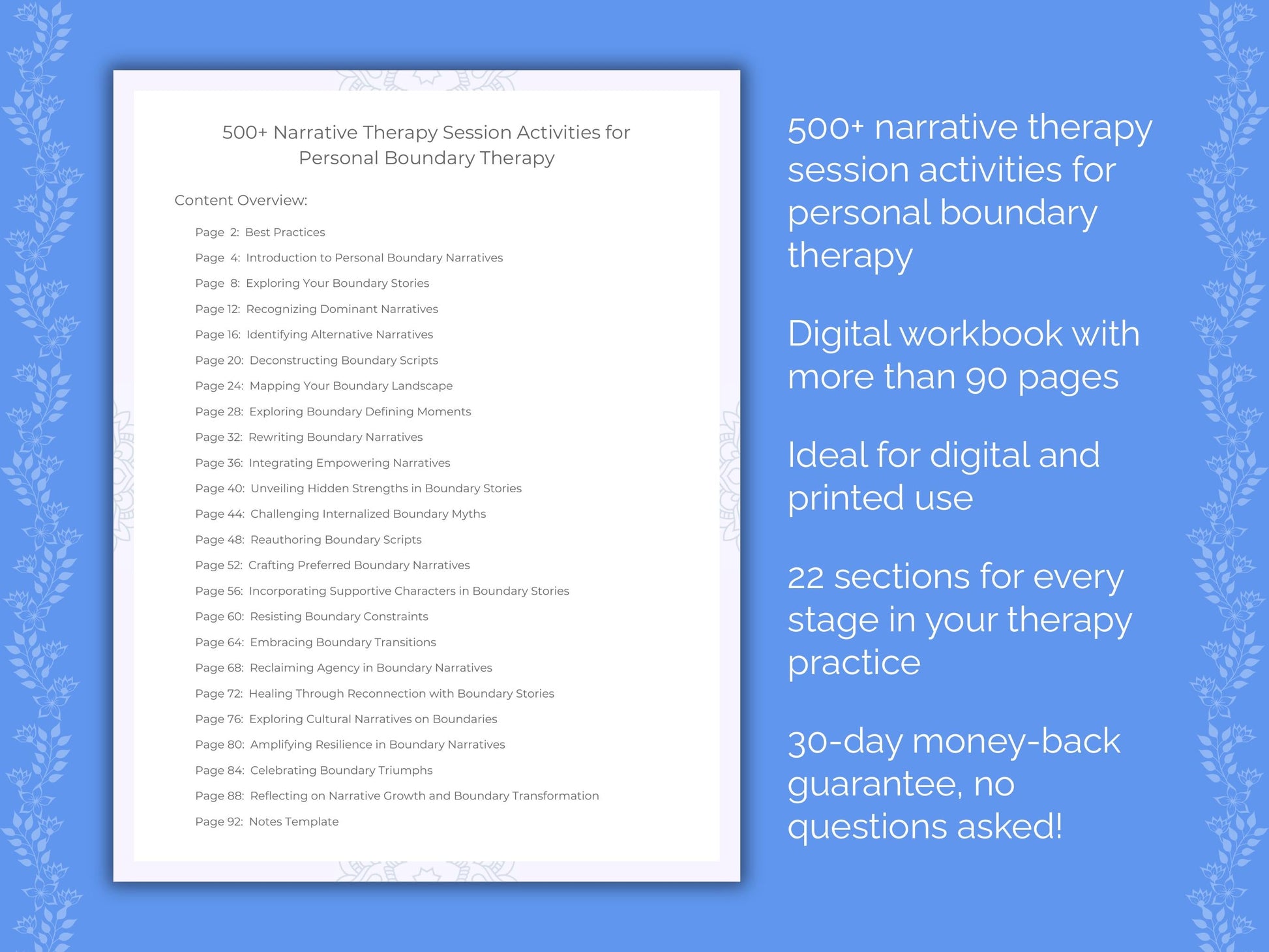 Personal Boundary Narrative Therapy Therapist Worksheets