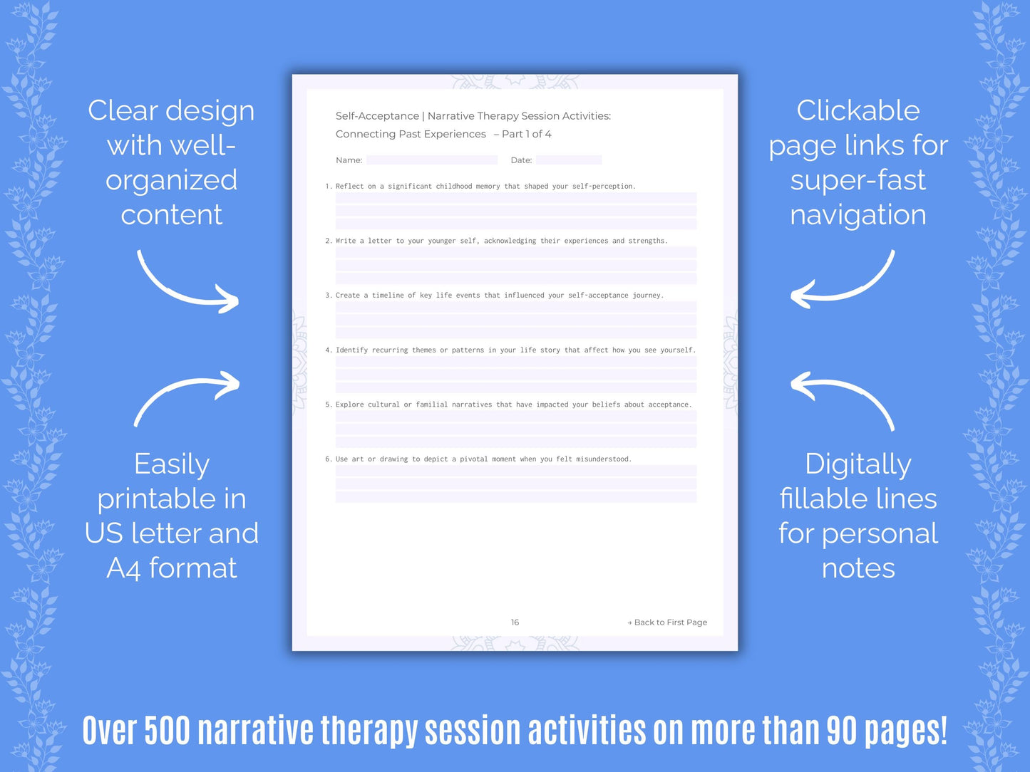 Self-Acceptance Narrative Therapy Counseling Templates