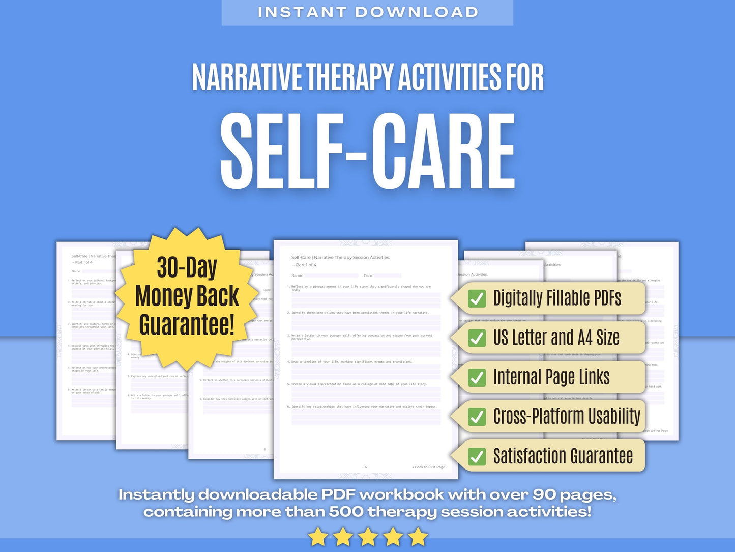 Self-Care Narrative Therapy Psychology Workbooks