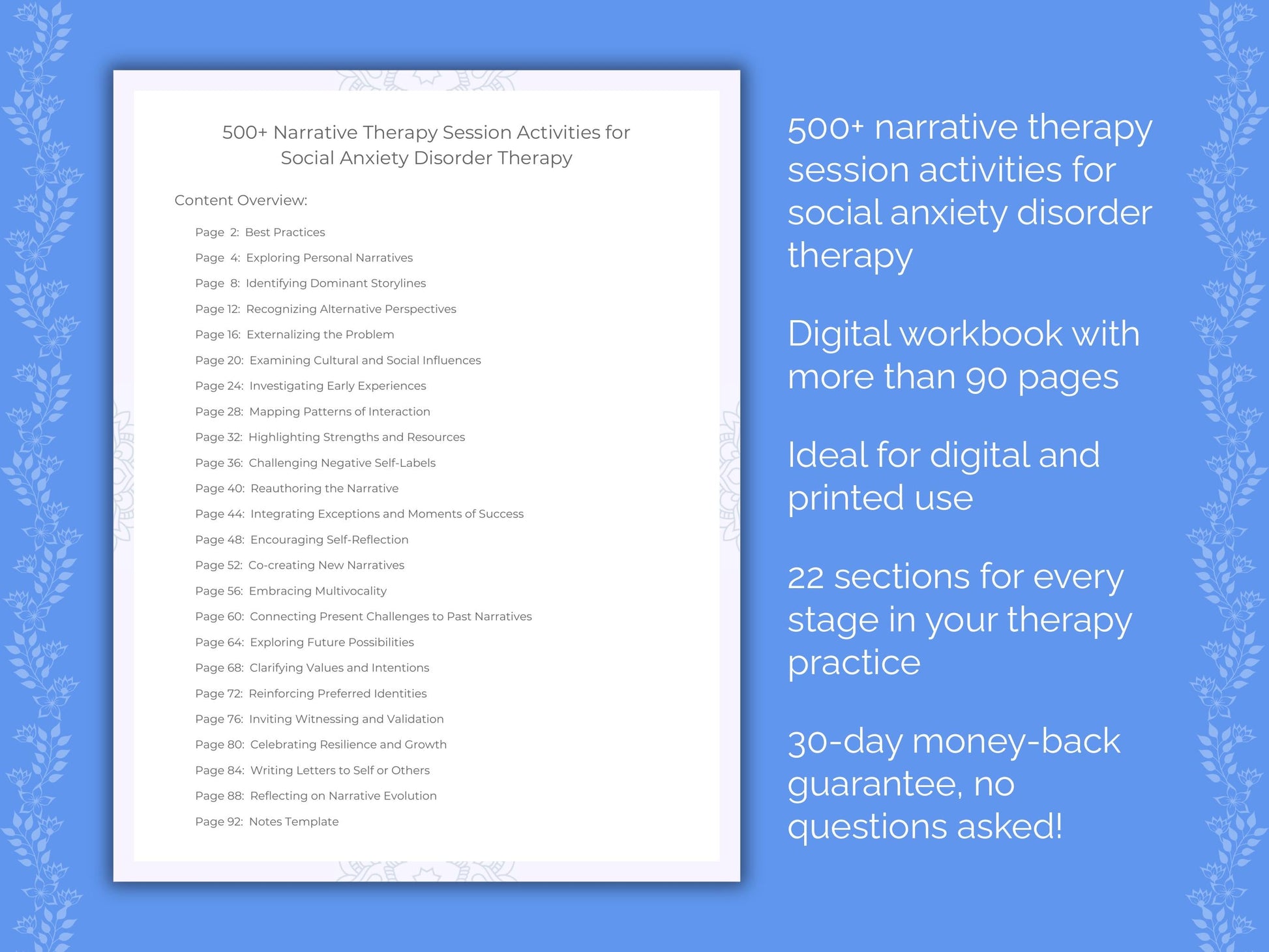 Social Anxiety Disorder Narrative Therapy Therapist Worksheets