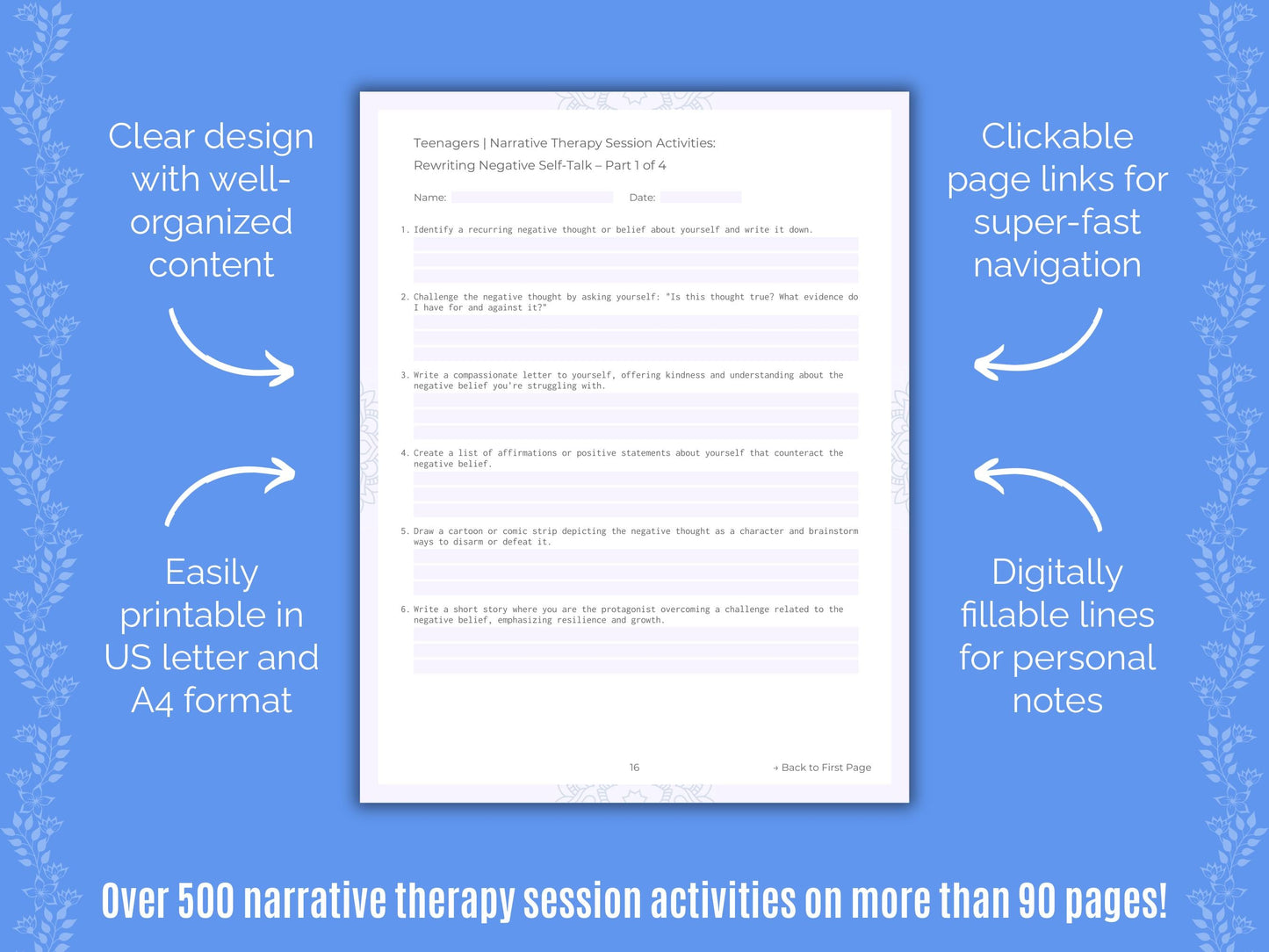 Teenagers Narrative Therapy Counseling Templates