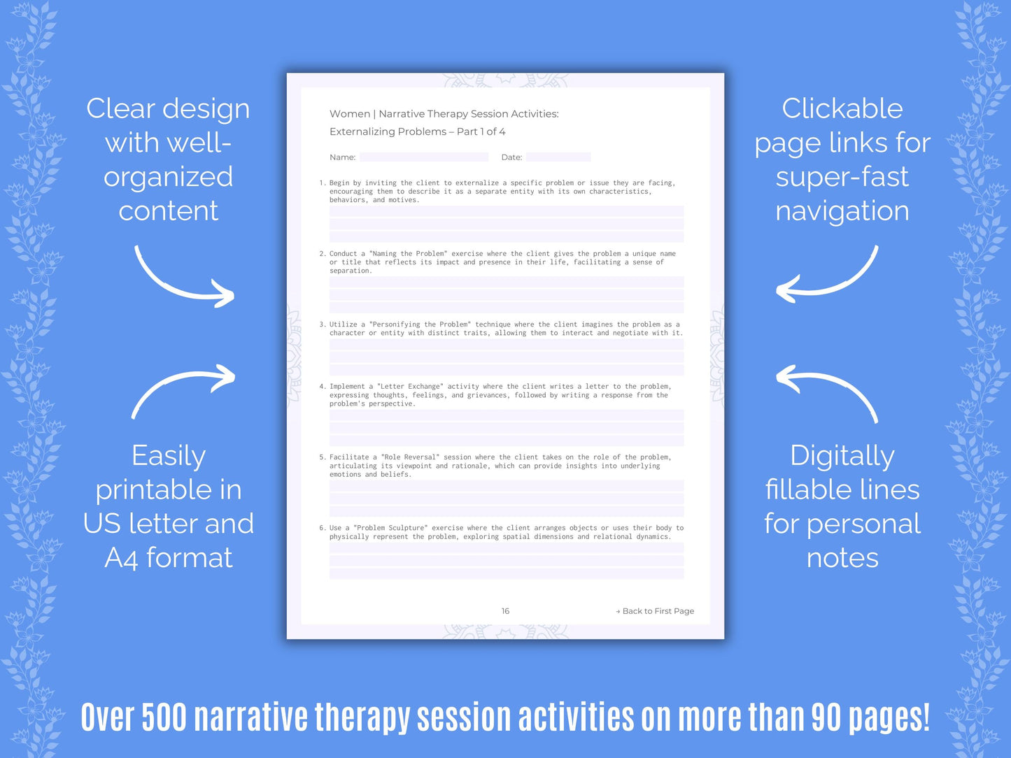 Women Narrative Therapy Counseling Templates