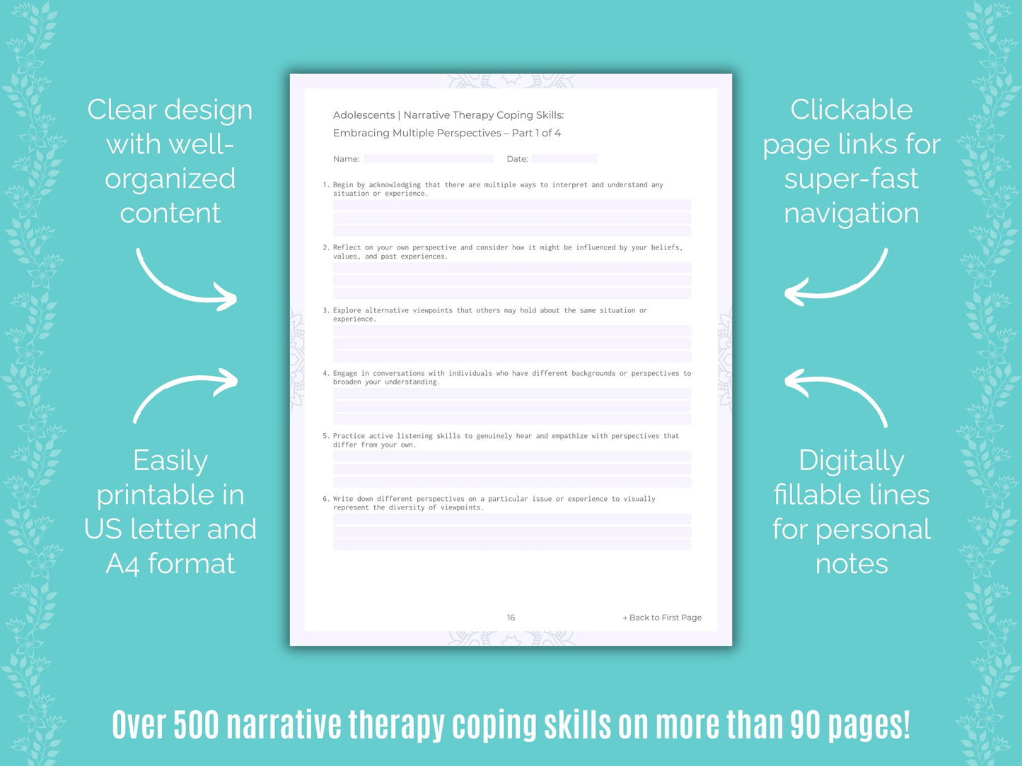 Adolescents Narrative Therapy Counseling Templates