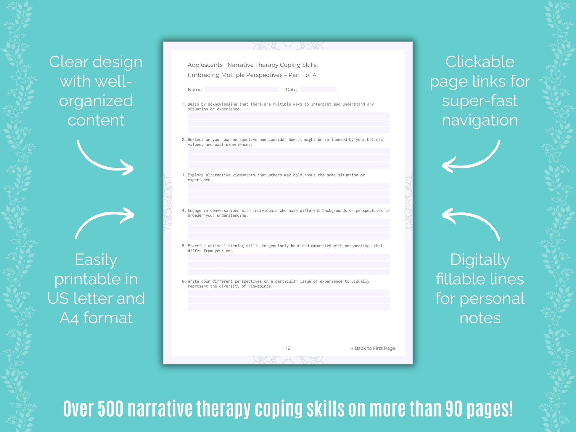Adolescents Narrative Therapy Counseling Templates