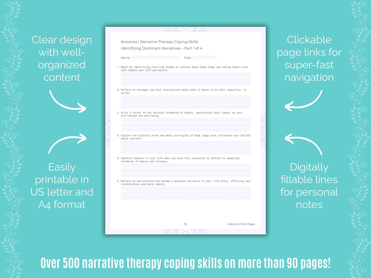 Anorexia Narrative Therapy Counseling Templates