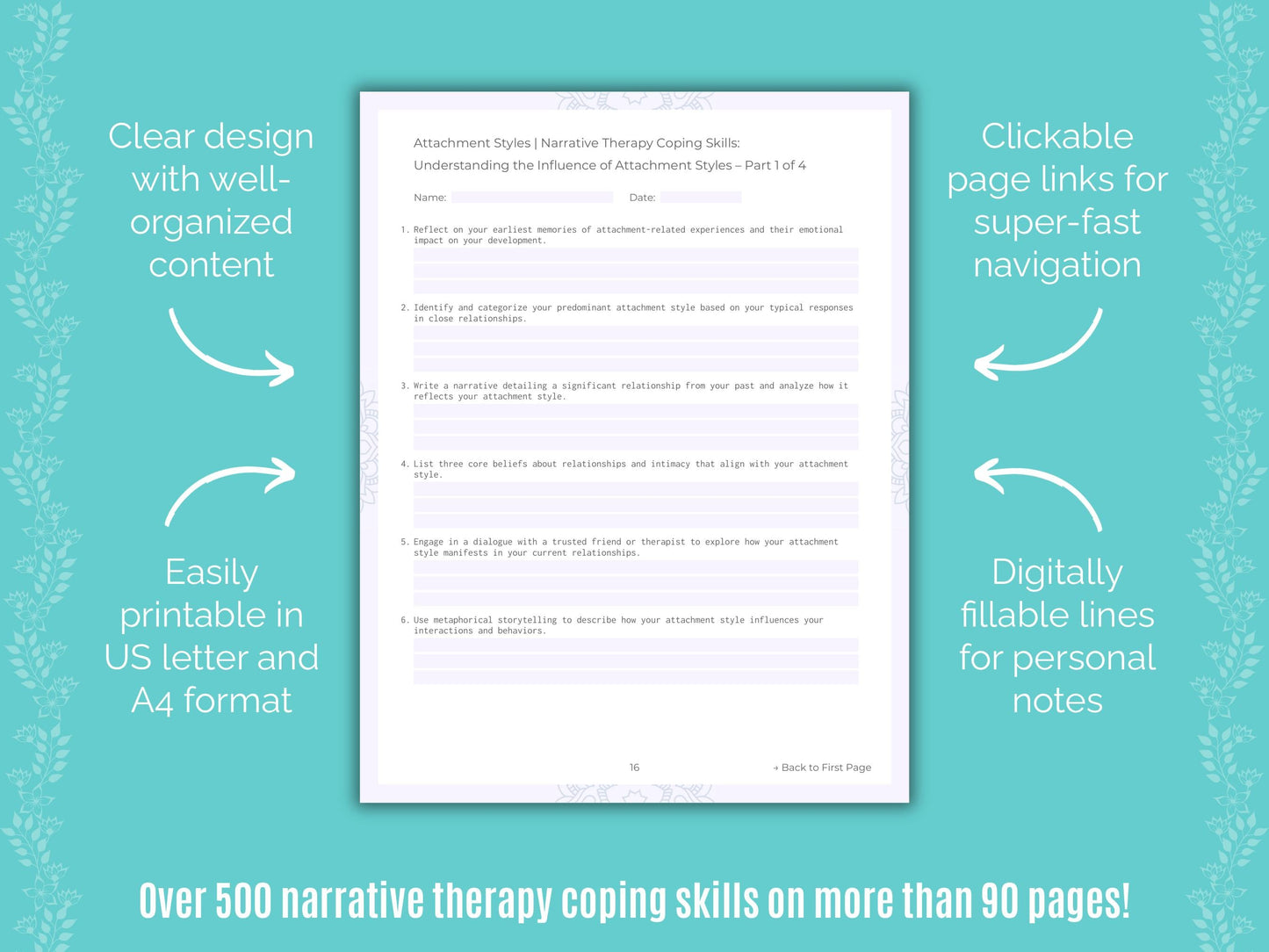 Attachment Styles Narrative Therapy Counseling Templates