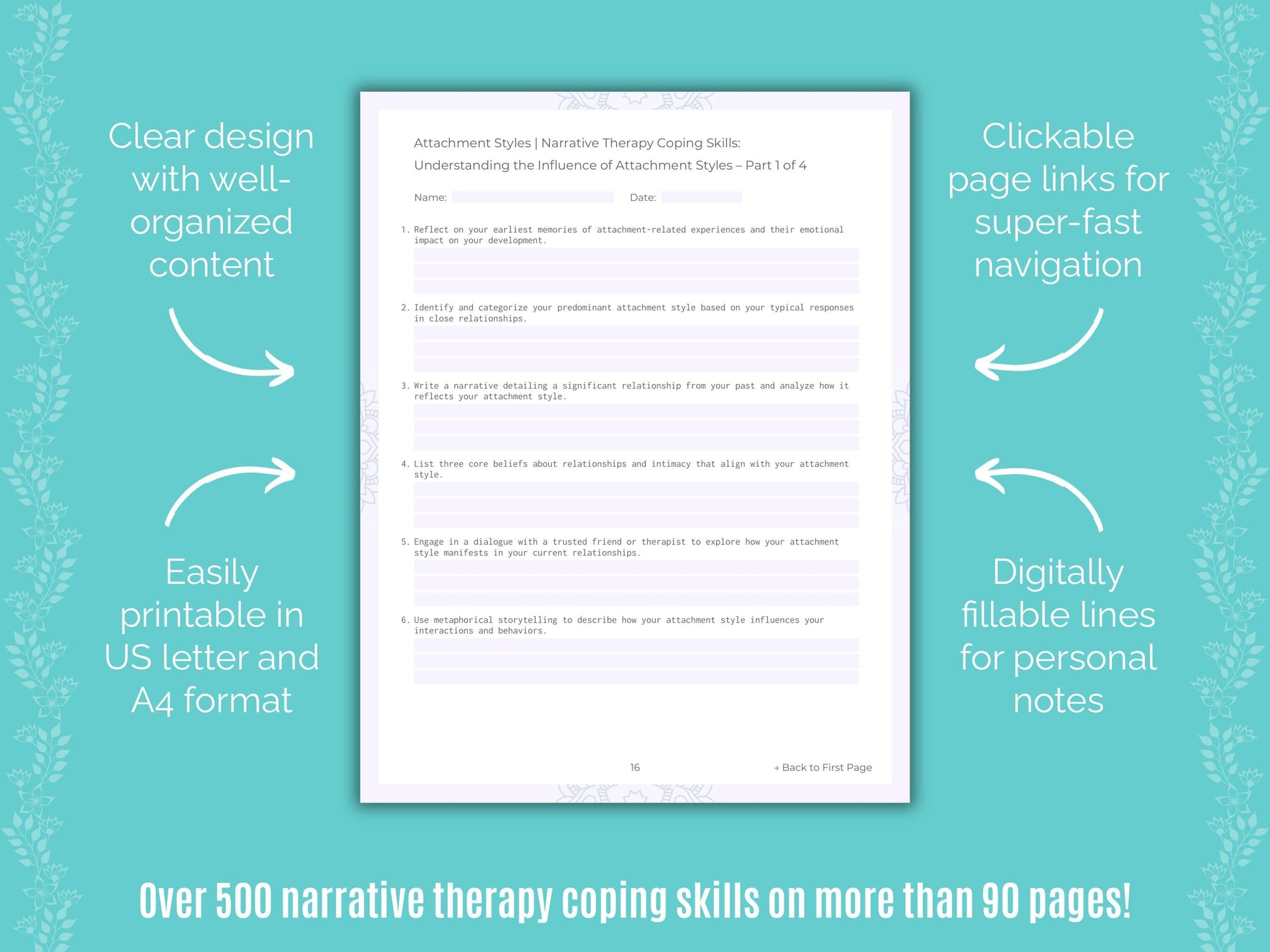 Attachment Styles Narrative Therapy Counseling Templates