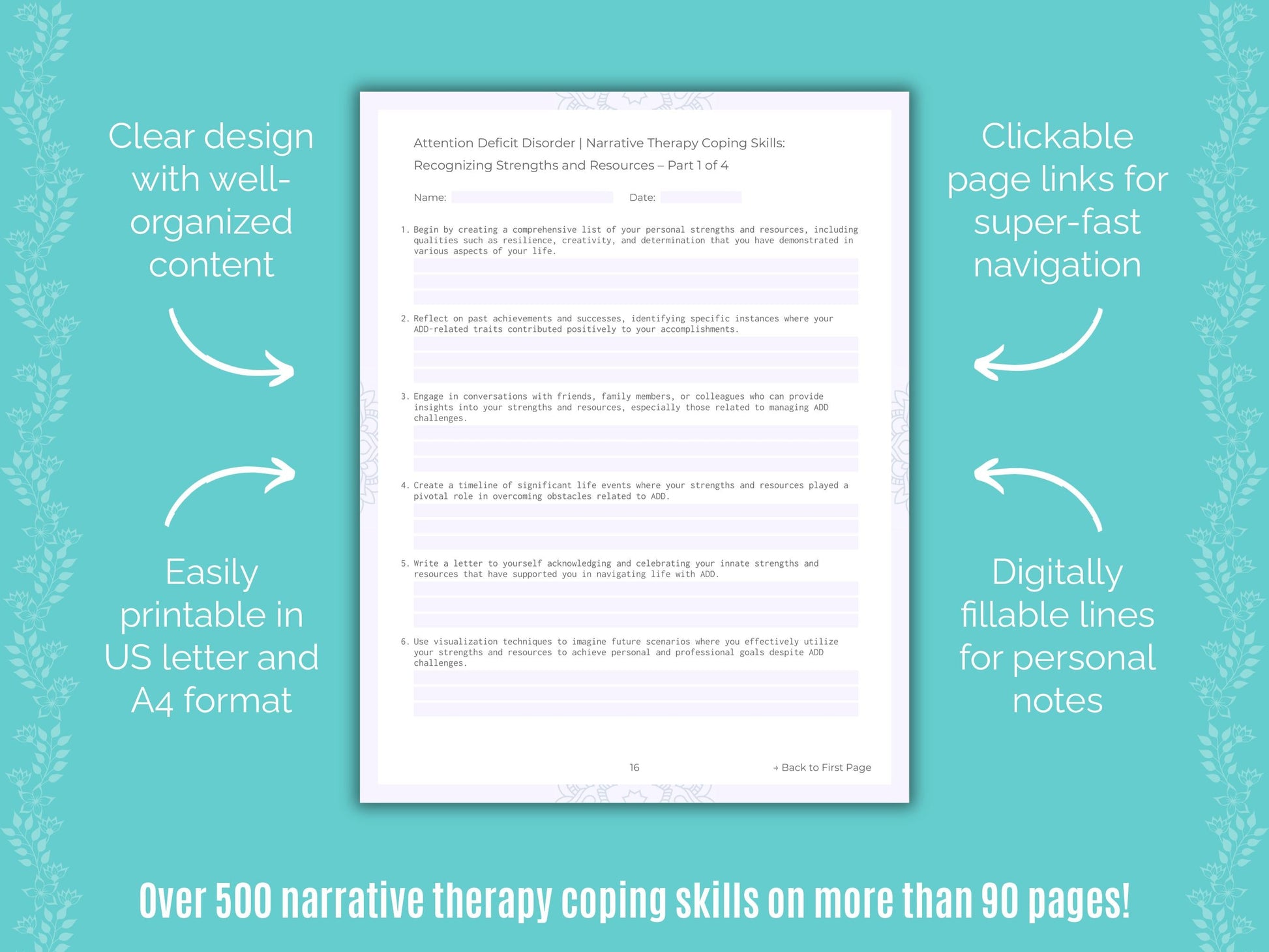 Attention Deficit Disorder (ADD) Narrative Therapy Counseling Templates