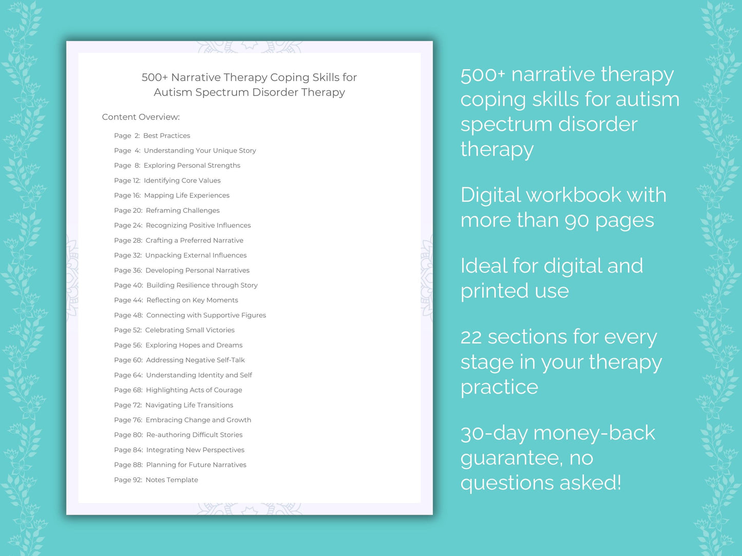 Autism Spectrum Disorder Narrative Therapy Therapist Worksheets