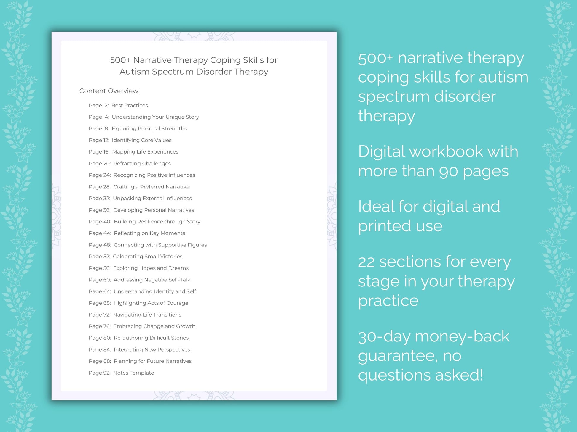 Autism Spectrum Disorder Narrative Therapy Therapist Worksheets