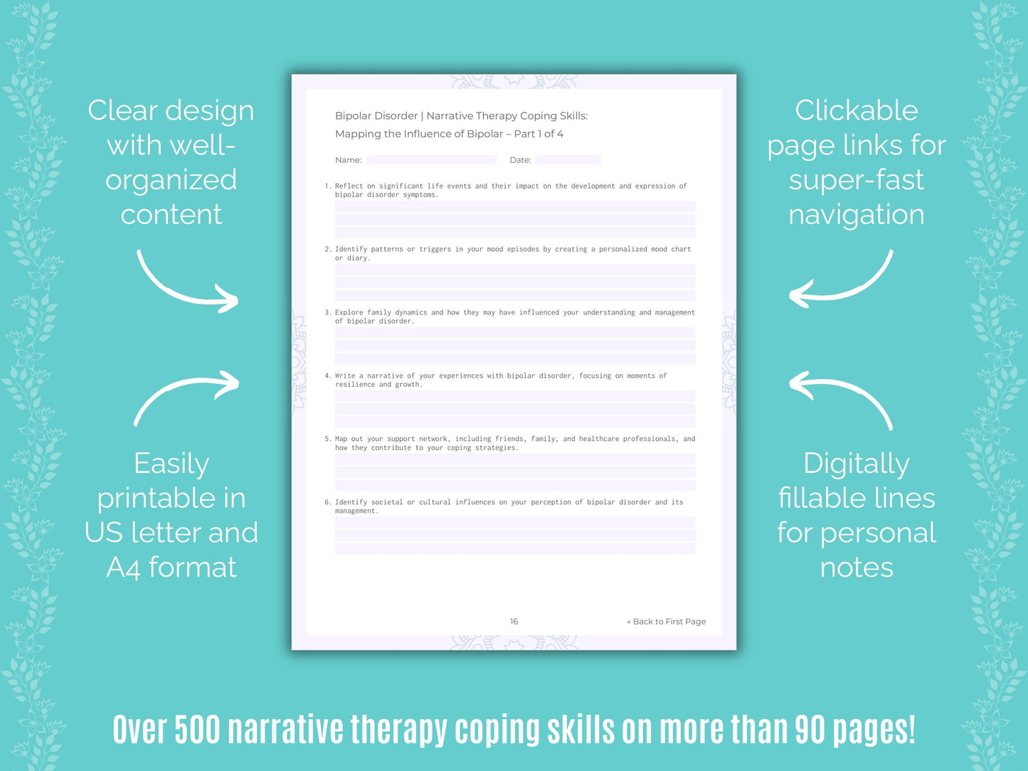 Bipolar Disorder Narrative Therapy Counseling Templates