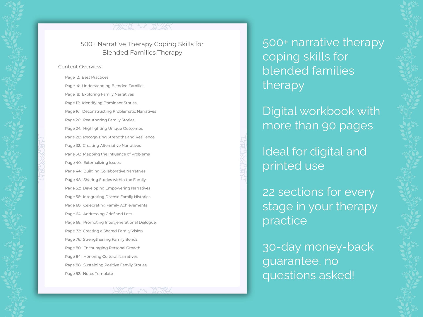 Blended Families Narrative Therapy Therapist Worksheets