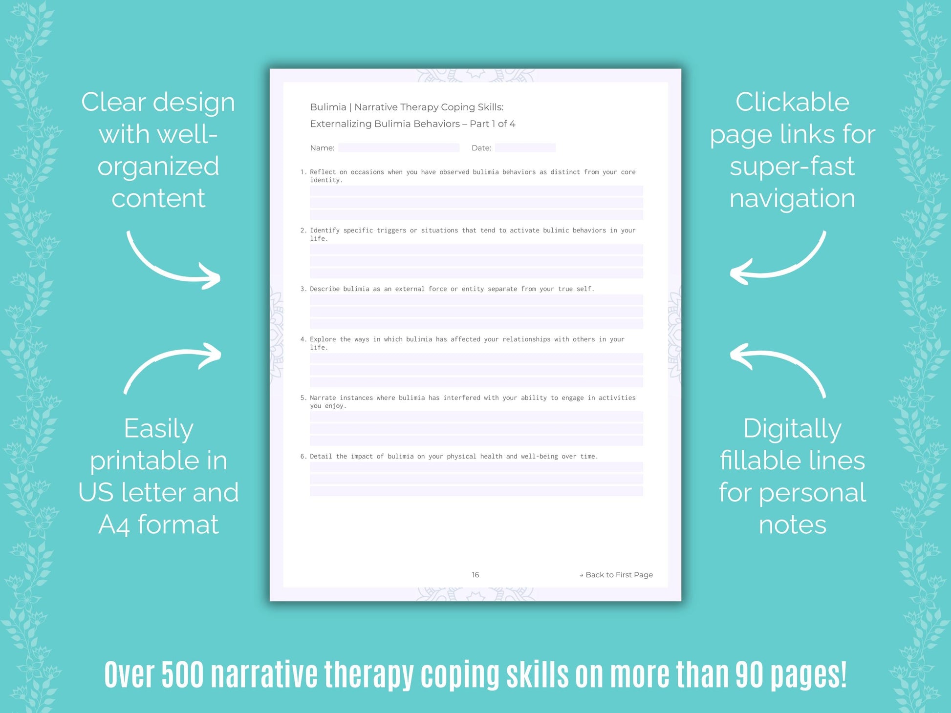 Bulimia Narrative Therapy Counseling Templates