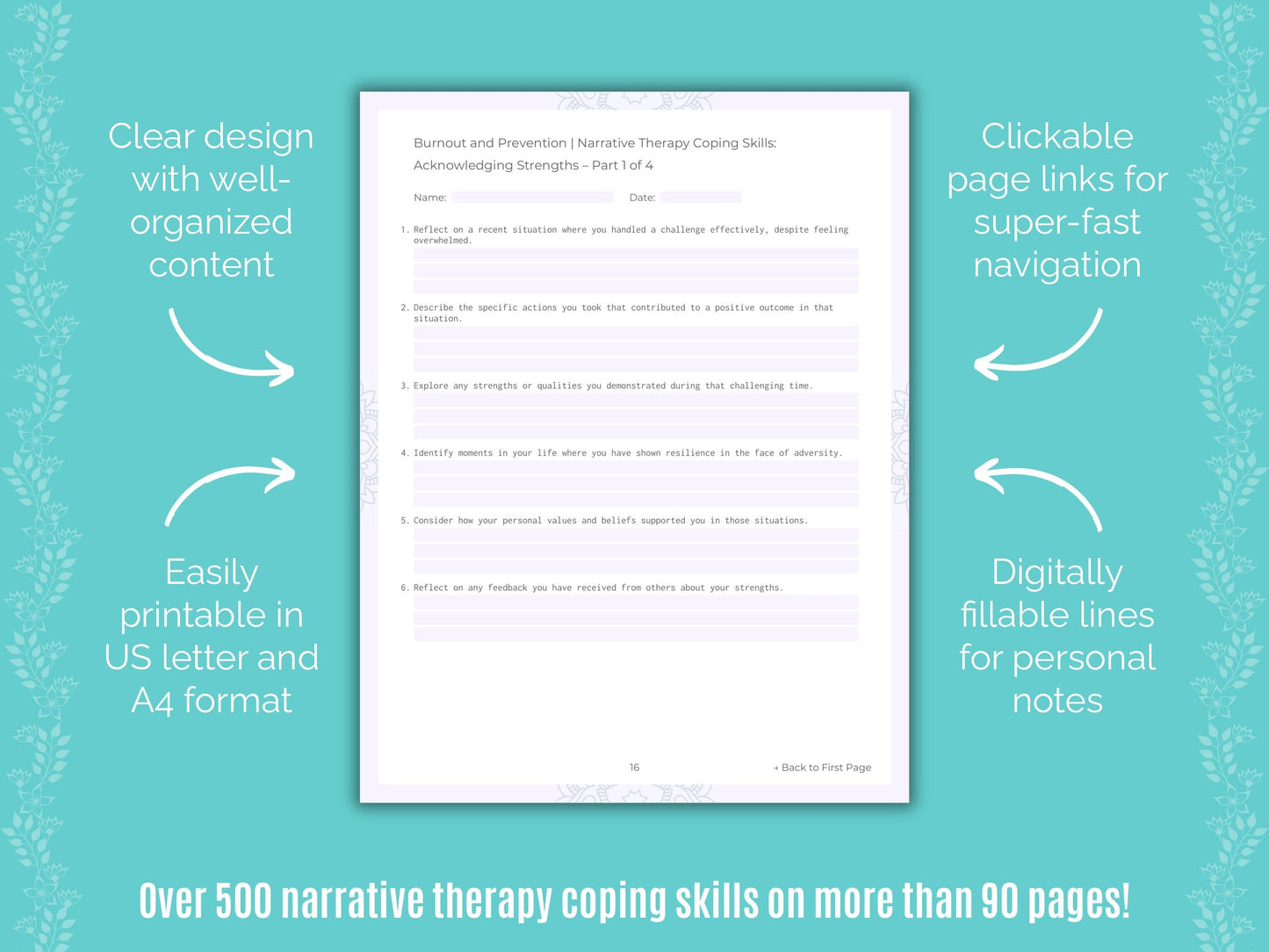 Burnout and Prevention Narrative Therapy Counseling Templates