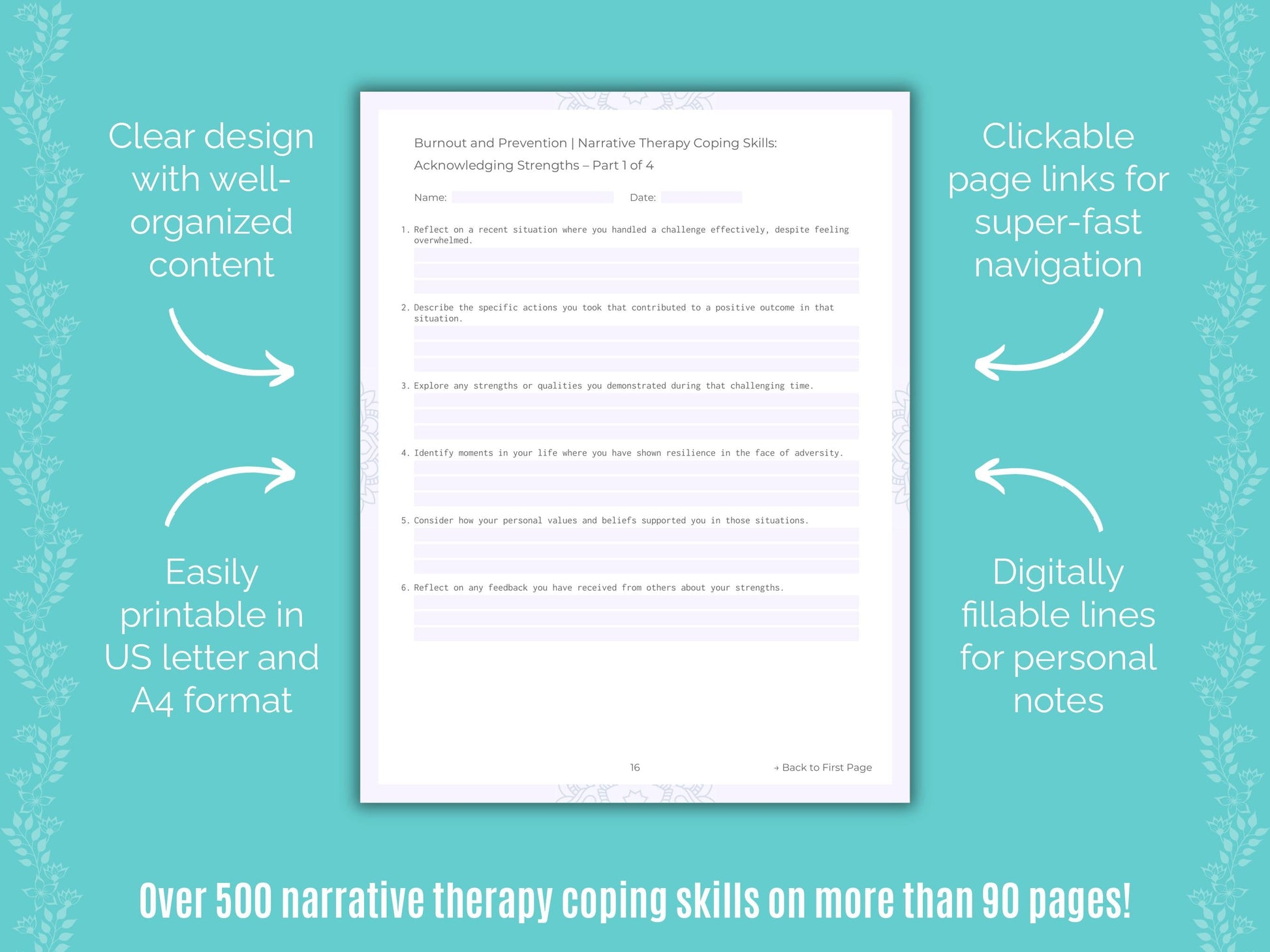 Burnout and Prevention Narrative Therapy Counseling Templates