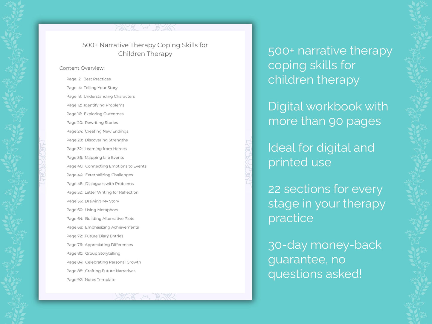 Children Narrative Therapy Therapist Worksheets