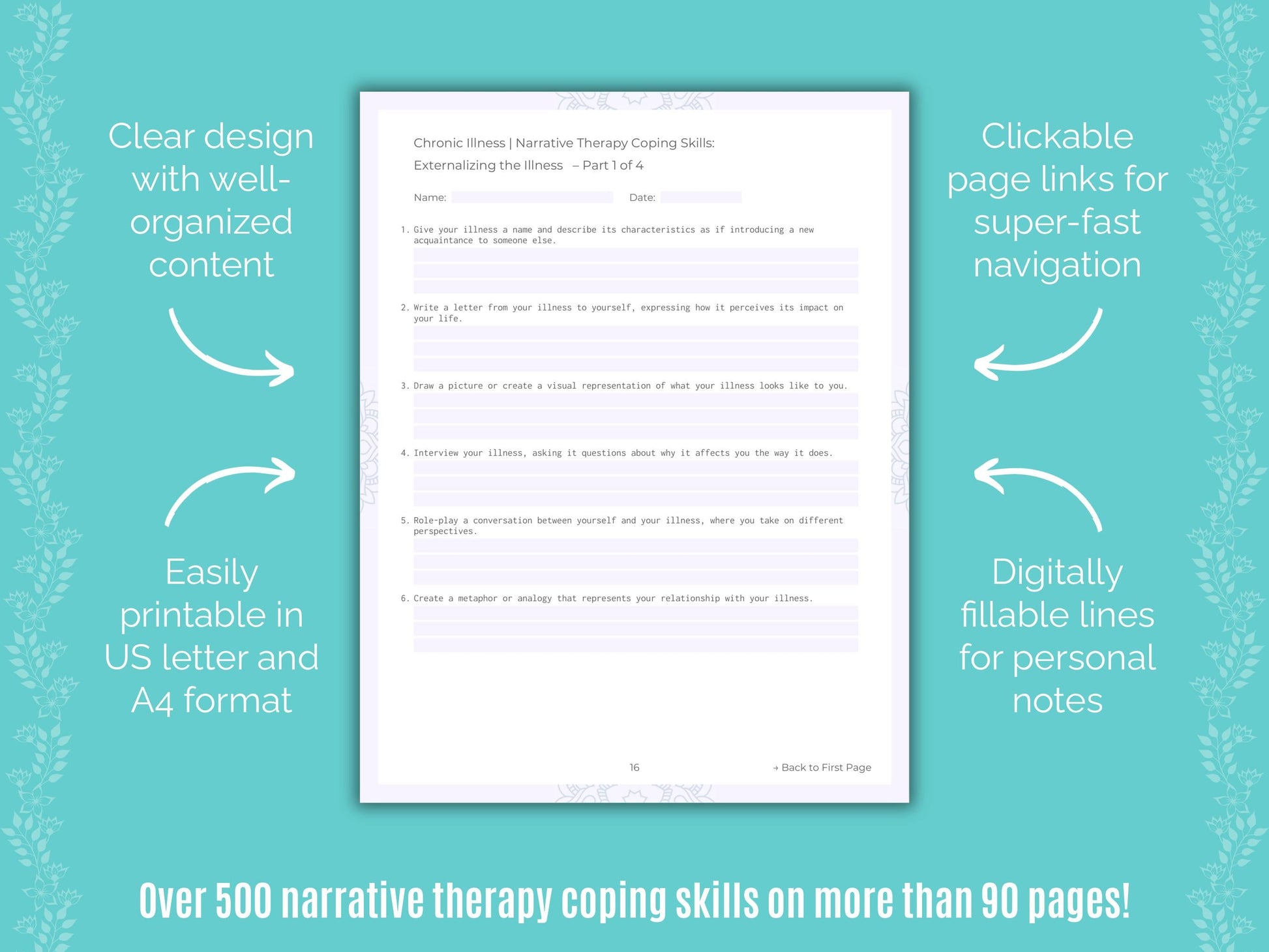 Chronic Illness Narrative Therapy Counseling Templates