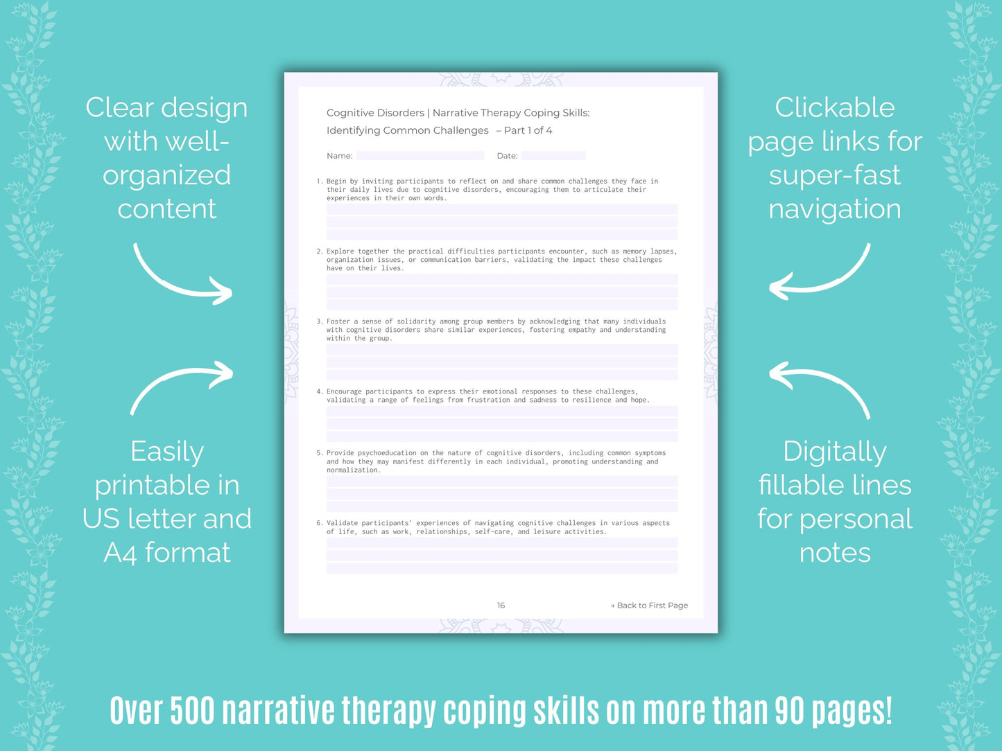 Cognitive Disorders Narrative Therapy Counseling Templates