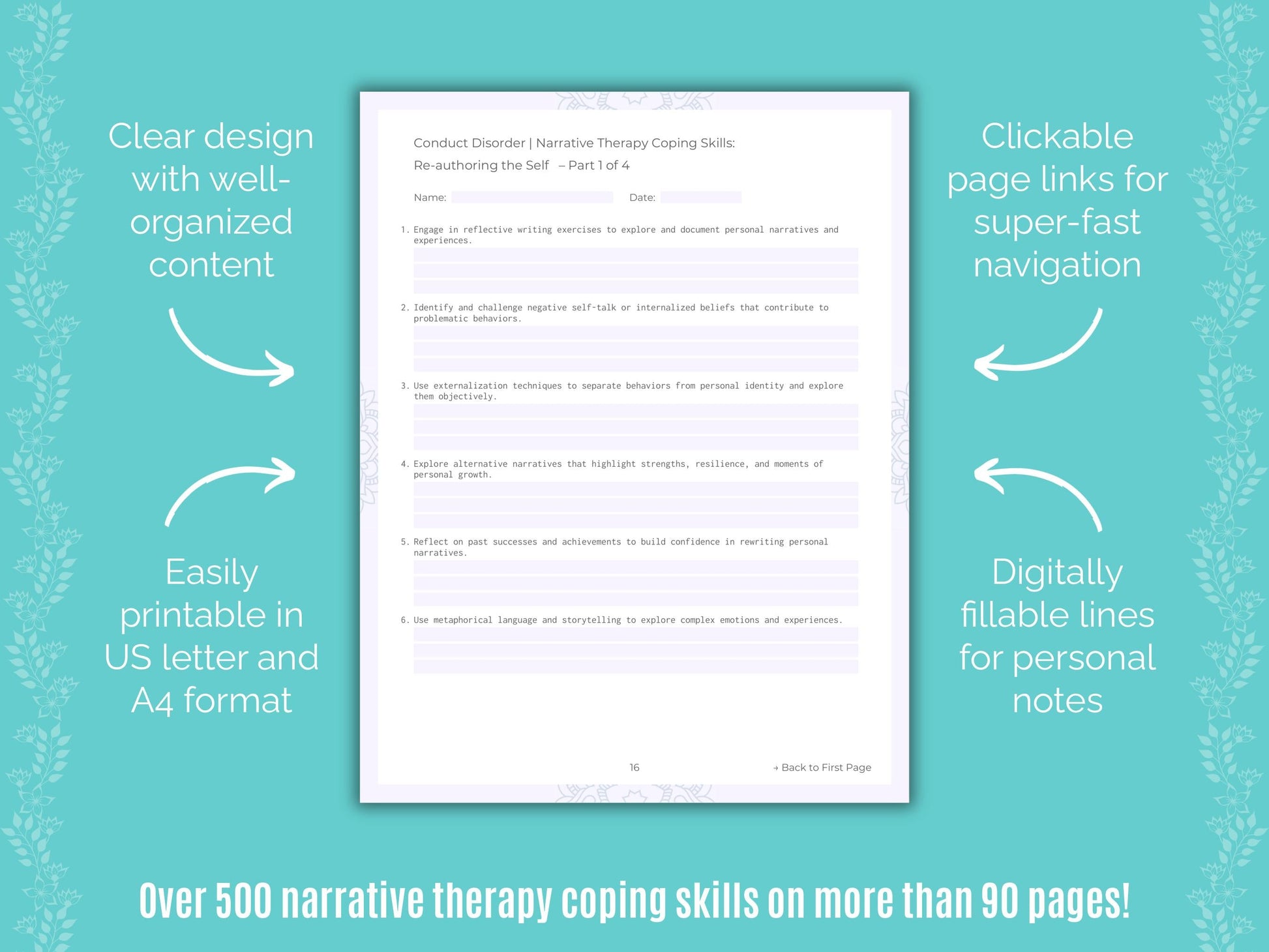 Conduct Disorder Narrative Therapy Counseling Templates