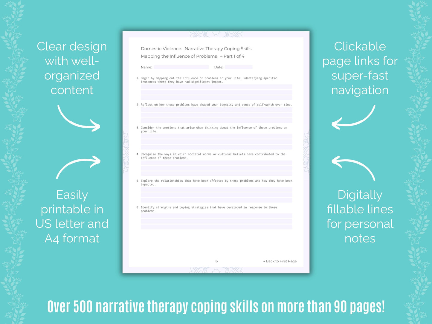 Domestic Violence Narrative Therapy Counseling Templates