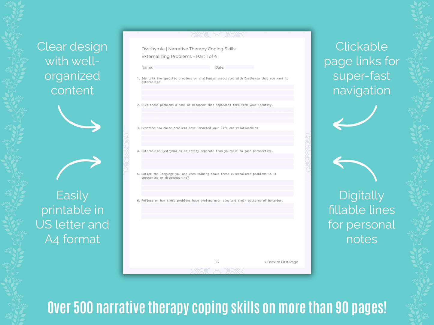 Dysthymia Narrative Therapy Counseling Templates