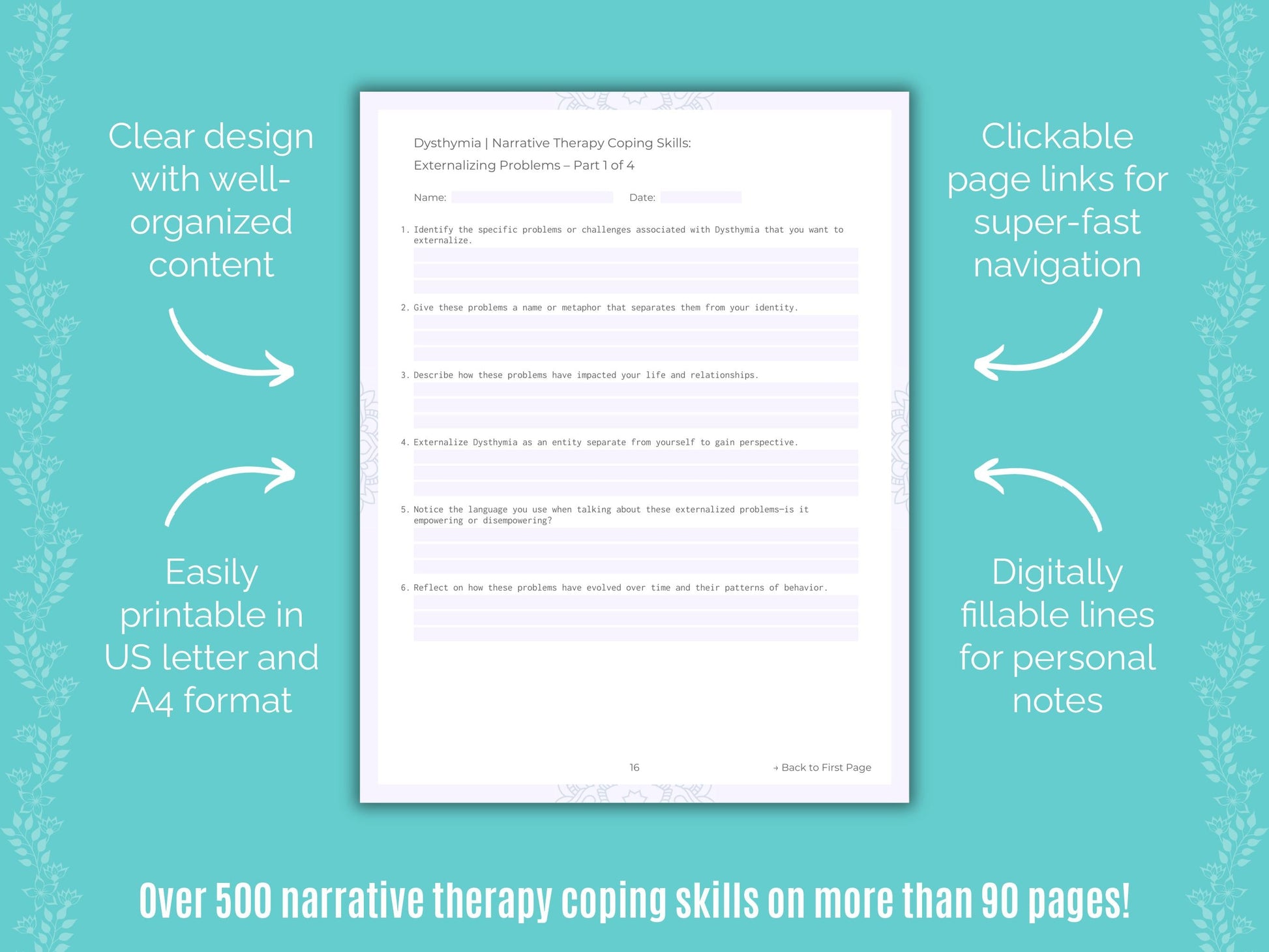 Dysthymia Narrative Therapy Counseling Templates