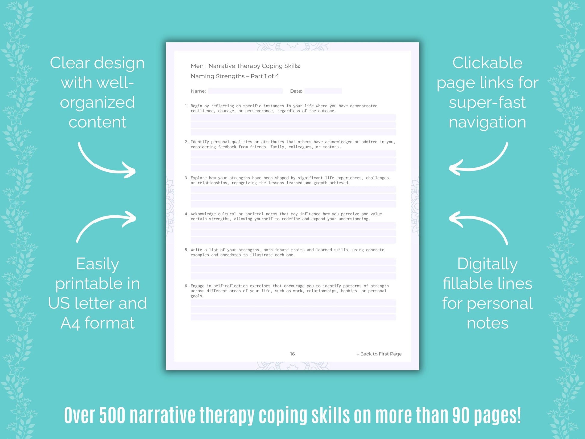 Men Narrative Therapy Counseling Templates