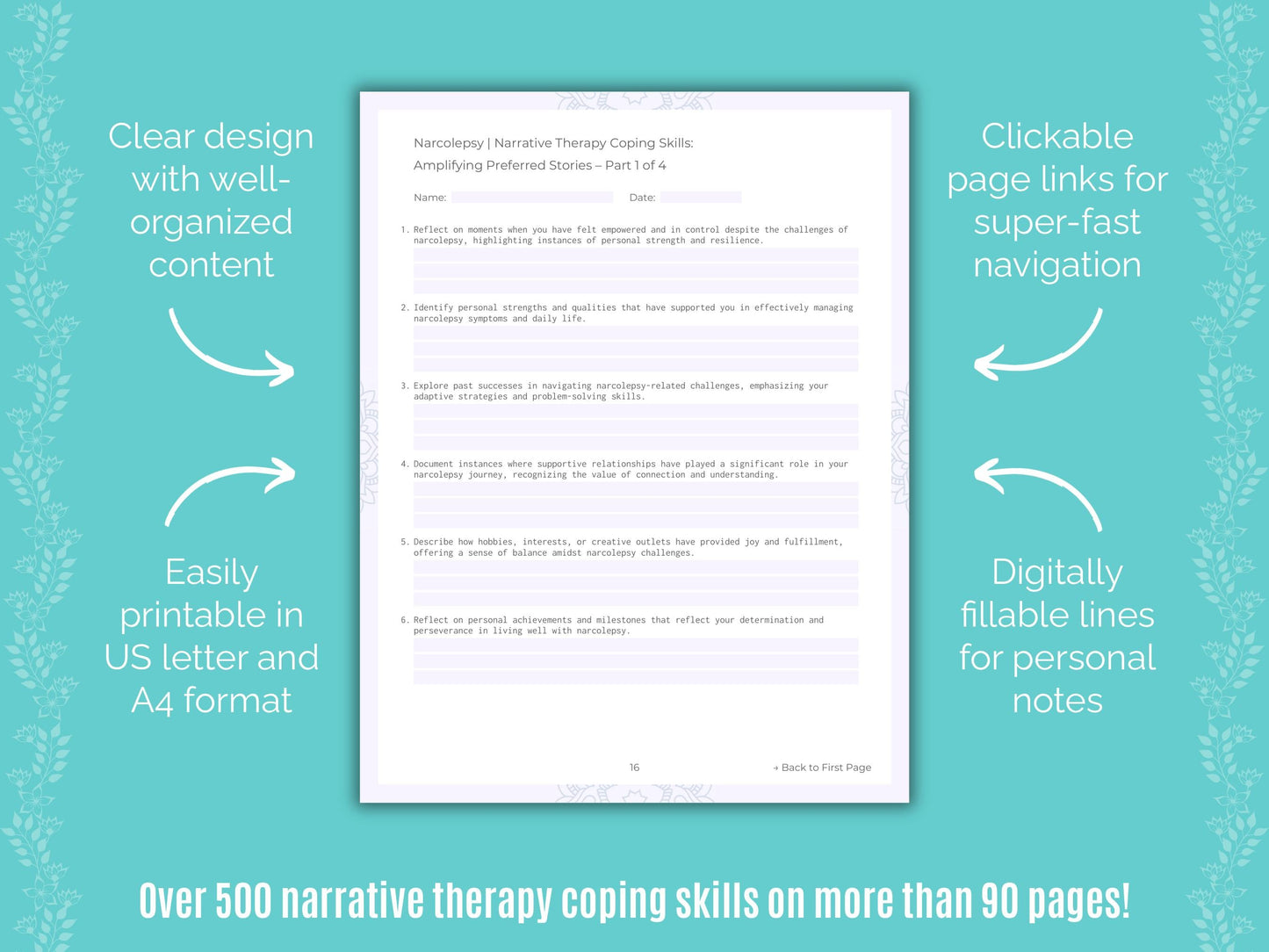 Narcolepsy Narrative Therapy Counseling Templates