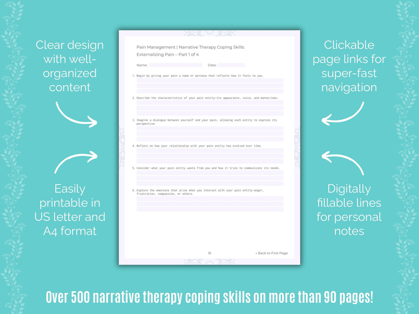 Pain Management Narrative Therapy Counseling Templates