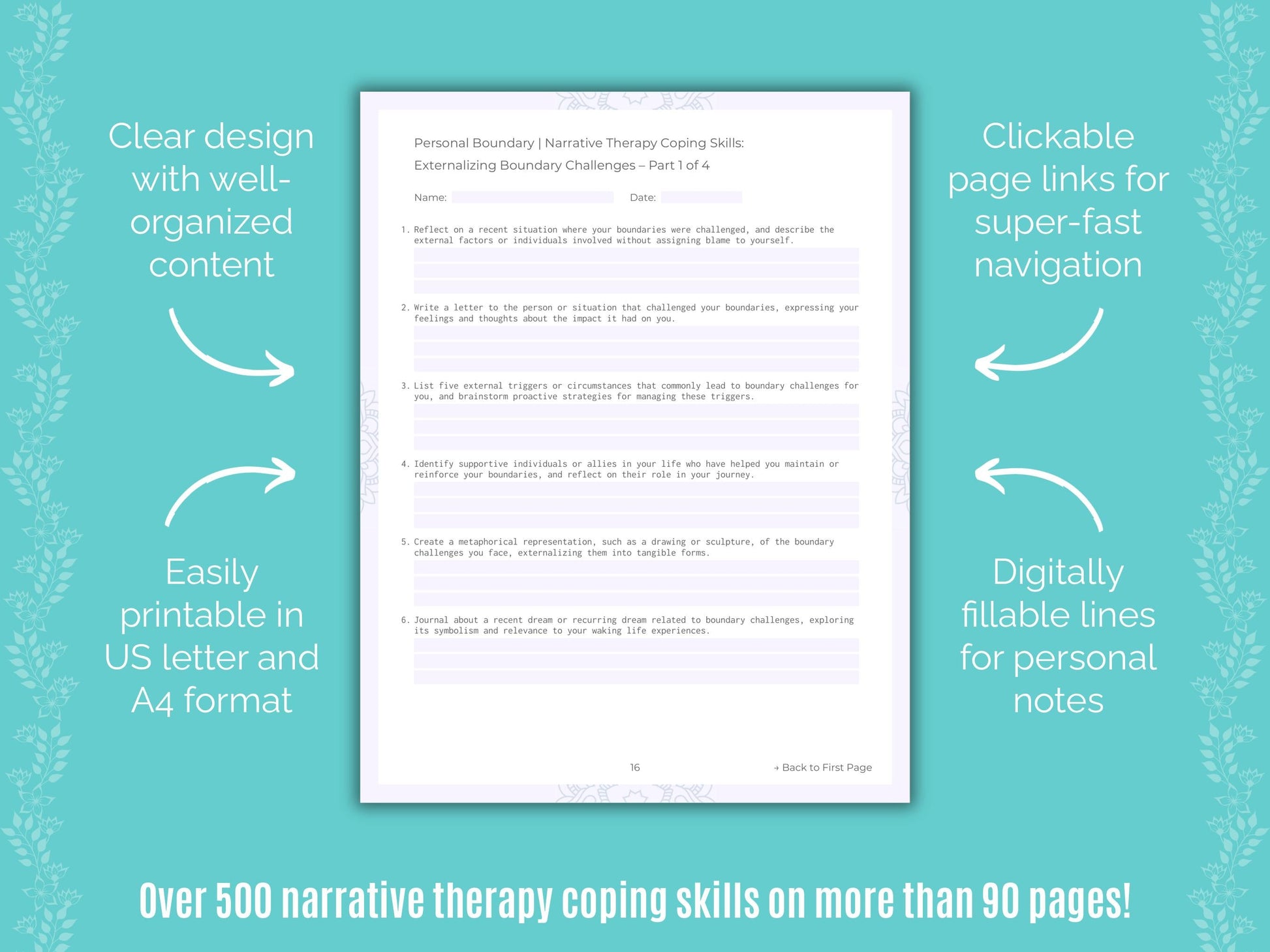 Personal Boundary Narrative Therapy Counseling Templates