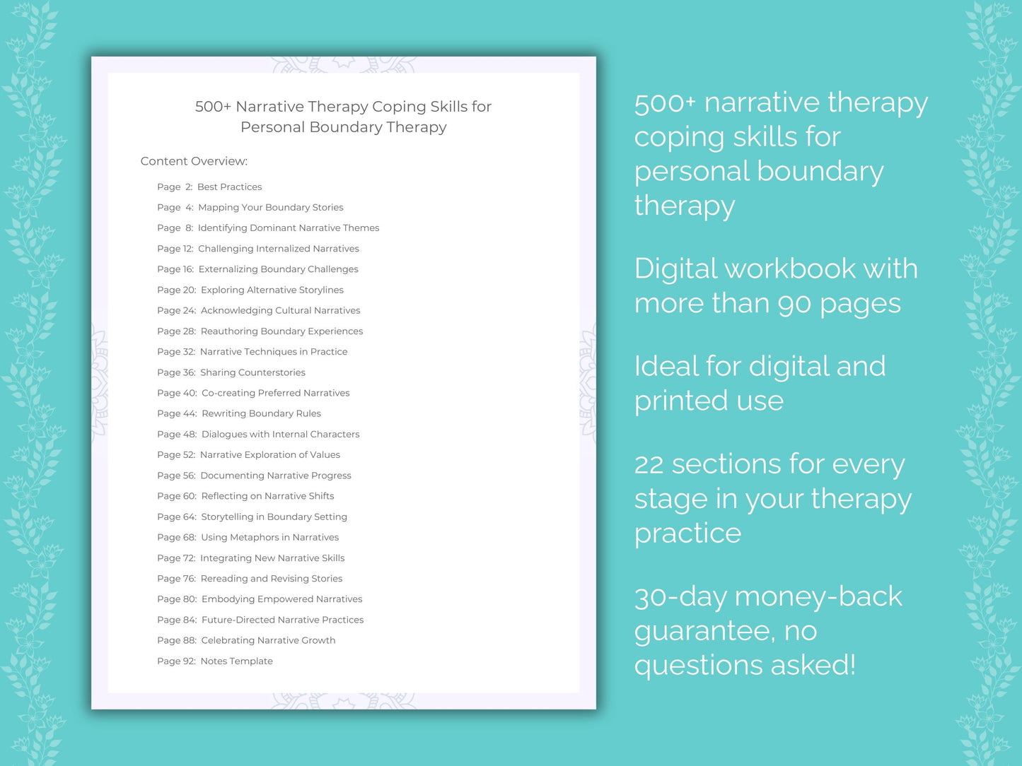 Personal Boundary Narrative Therapy Therapist Worksheets