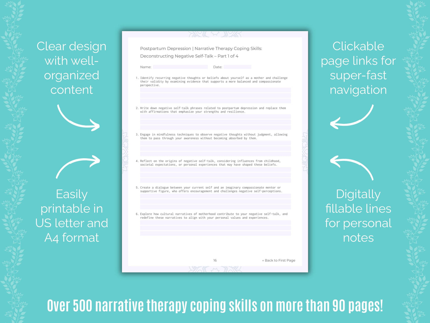 Postpartum Depression Narrative Therapy Counseling Templates