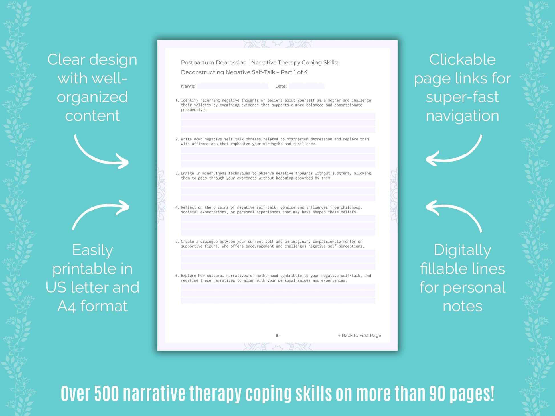 Postpartum Depression Narrative Therapy Counseling Templates